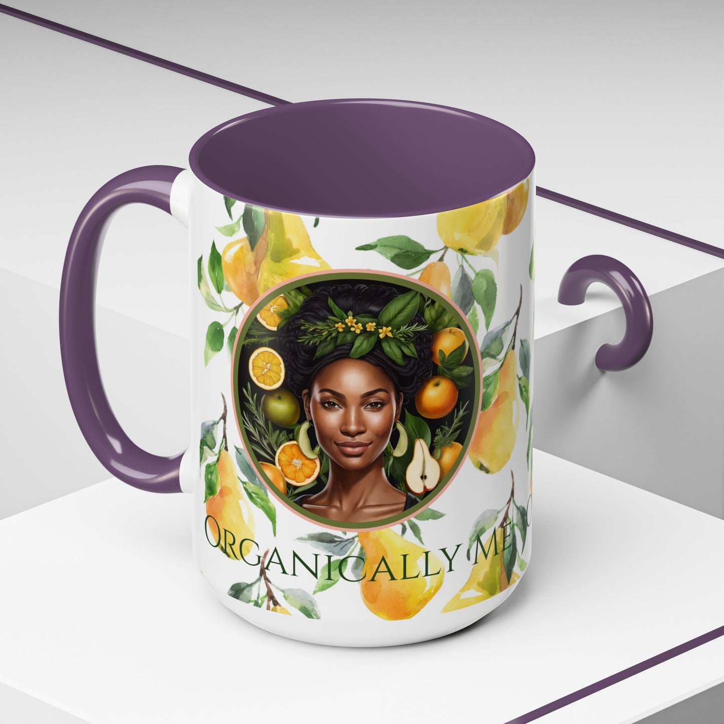 Organically Me Yellow Pear Plant Garden Vegan Ceramic Plant Mug with Black woman (11oz) 8 Color Combos