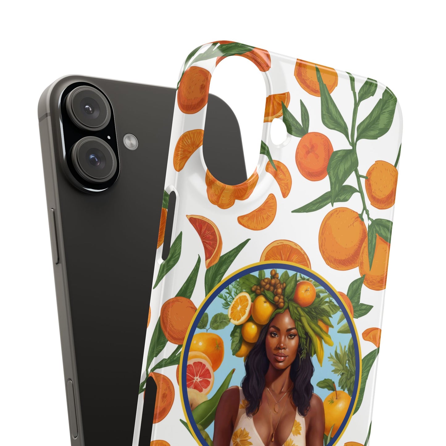 100% Organic Orange Plant Garden Snap Phone Case with Black Woman, Veggie Chic for Androids and iPhone models