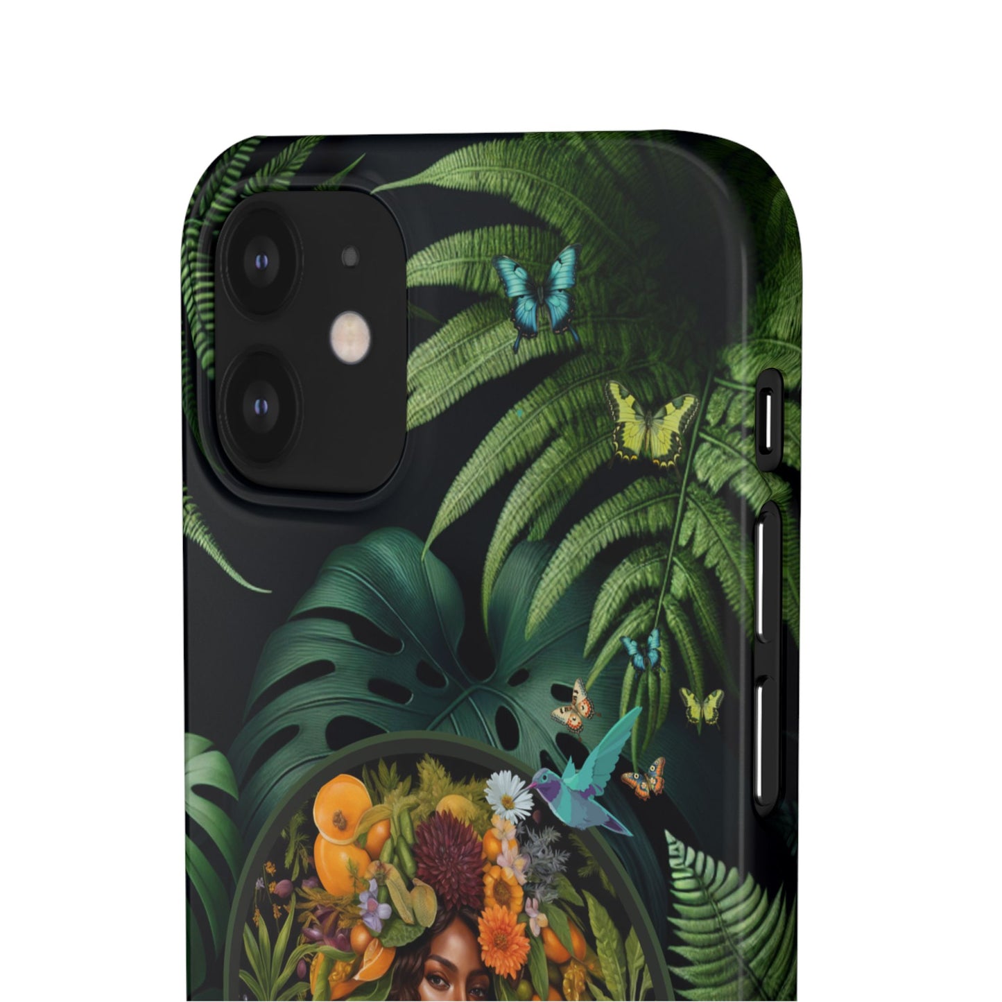100% Organic A Fern Monstera Plant Garden Snap Phone Case with Black Woman, for iPhone and Android Models