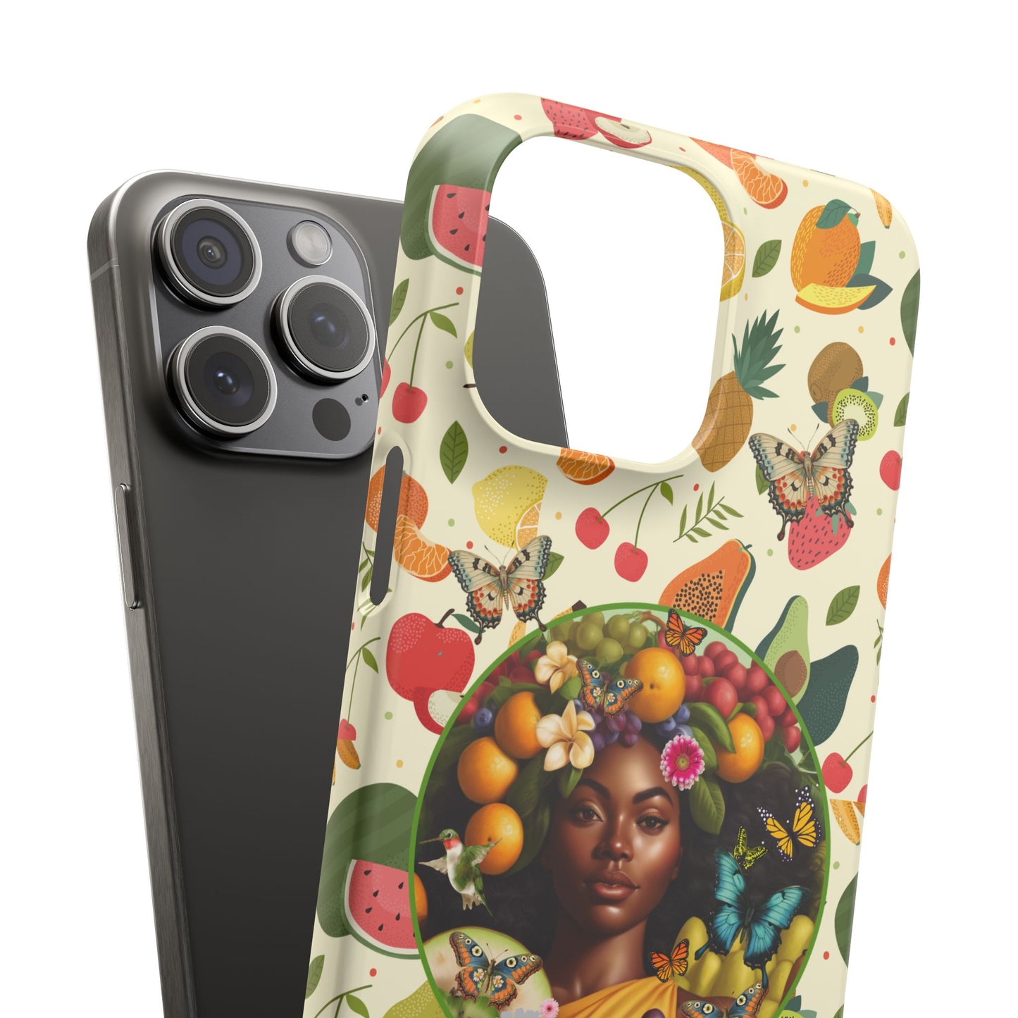 Organically Me Fruit & Veggie Queen Plant Garden Snap Phone Case with Black Woman, for iPhone and Android