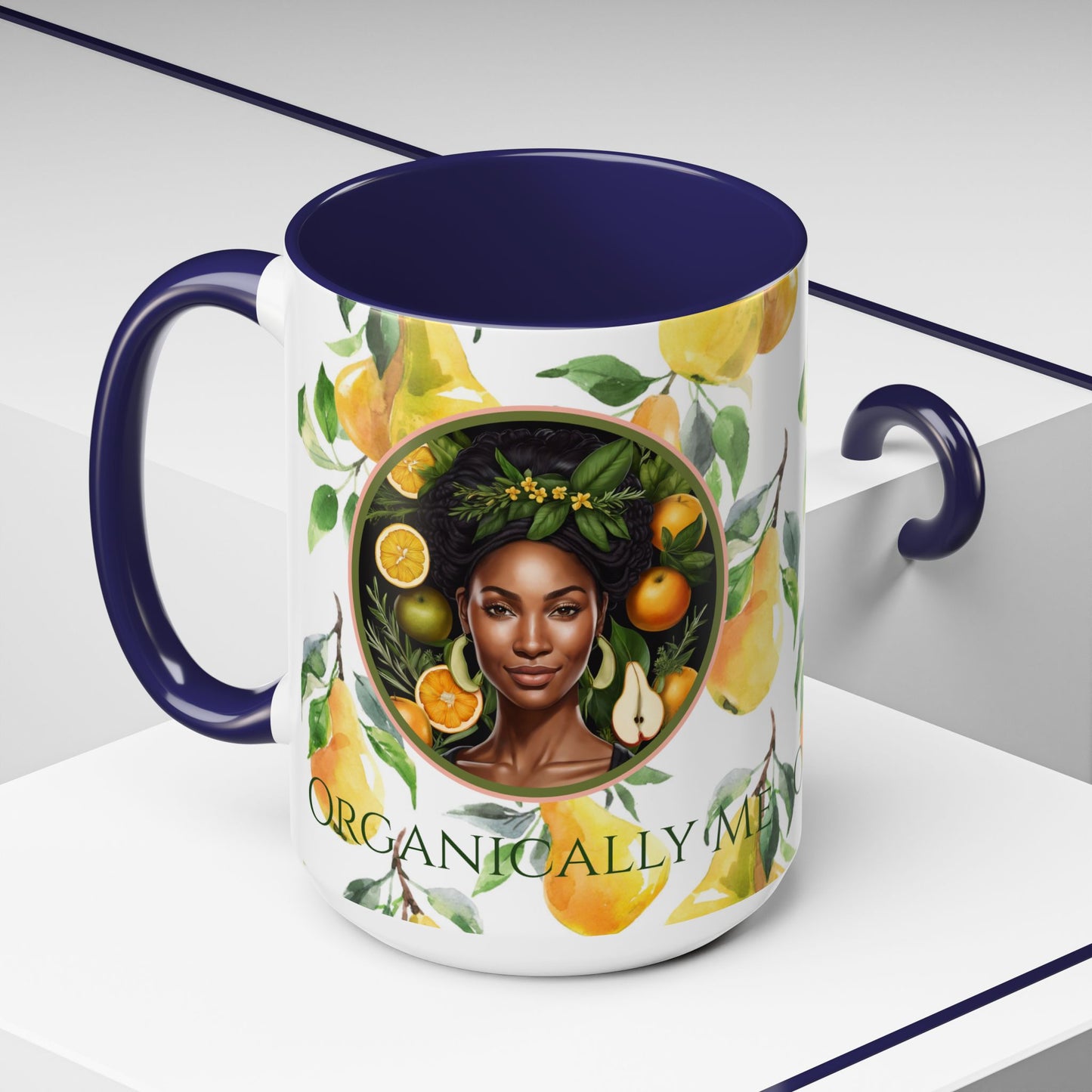 Organically Me Yellow Pear Plant Garden Vegan Ceramic Plant Mug with Black woman (11oz) 8 Color Combos