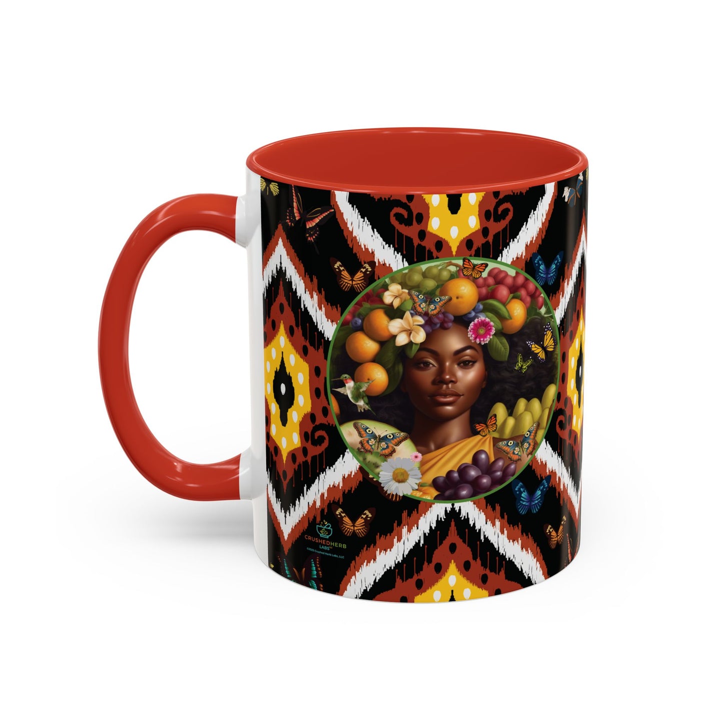 Organically Me A.1 Tribal Butterfly Plant Garden Vegan Ceramic Plant Mug with Black woman (11oz) 8 Color Combos