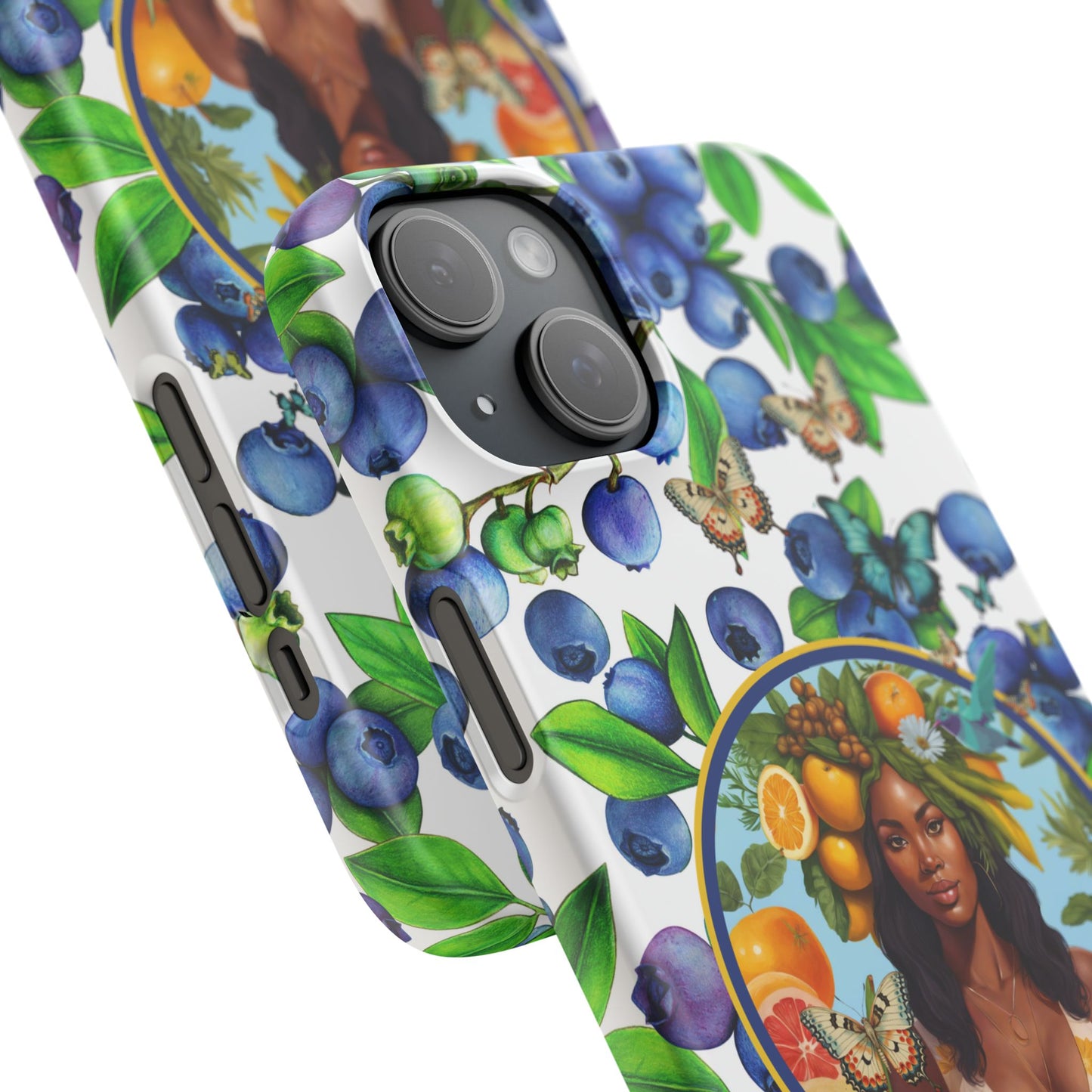 Organically Me Blueberry Plant B Garden Snap Phone Case with Black Woman, for iPhone and Android