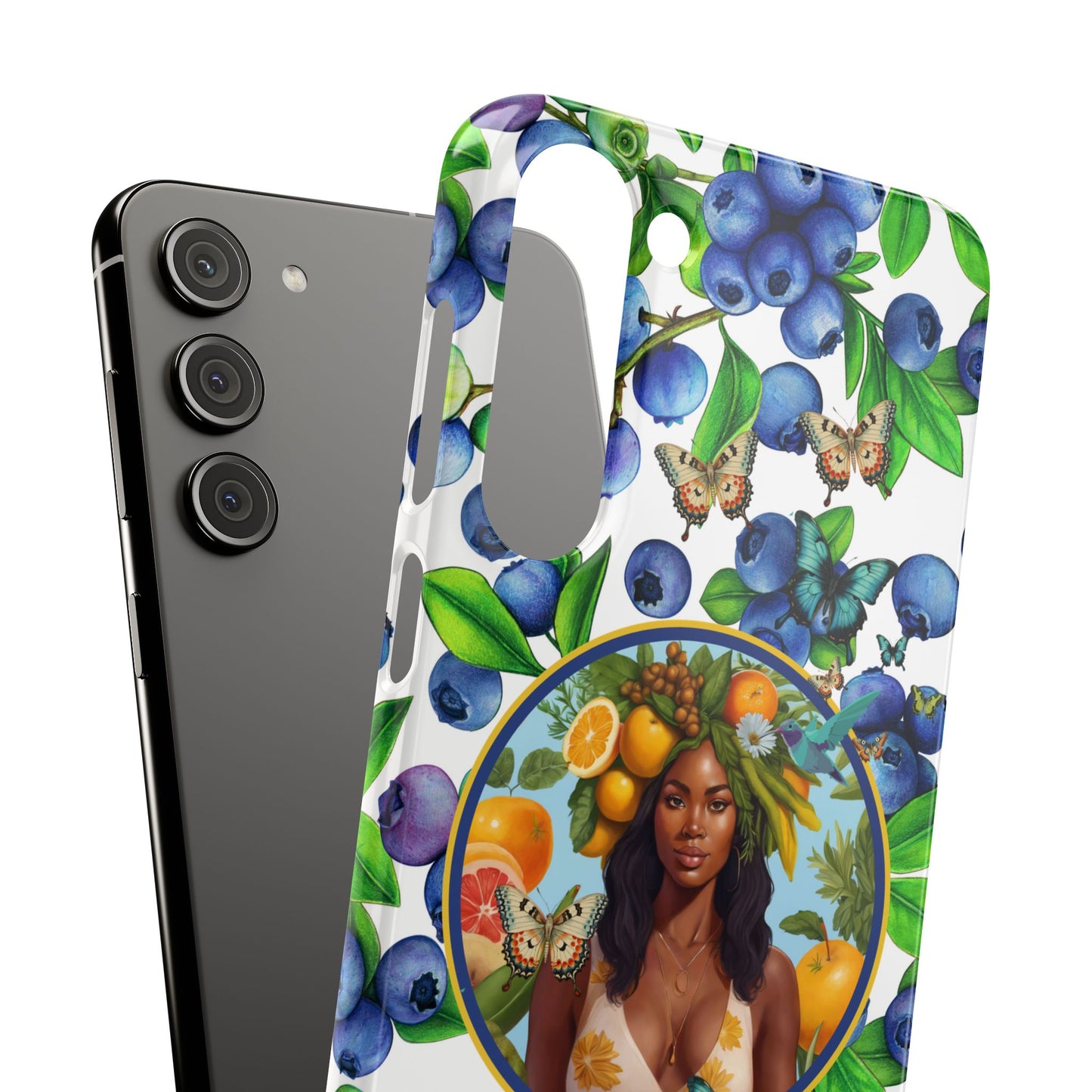 Organically Me Blueberry Plant B Garden Snap Phone Case with Black Woman, for iPhone and Android