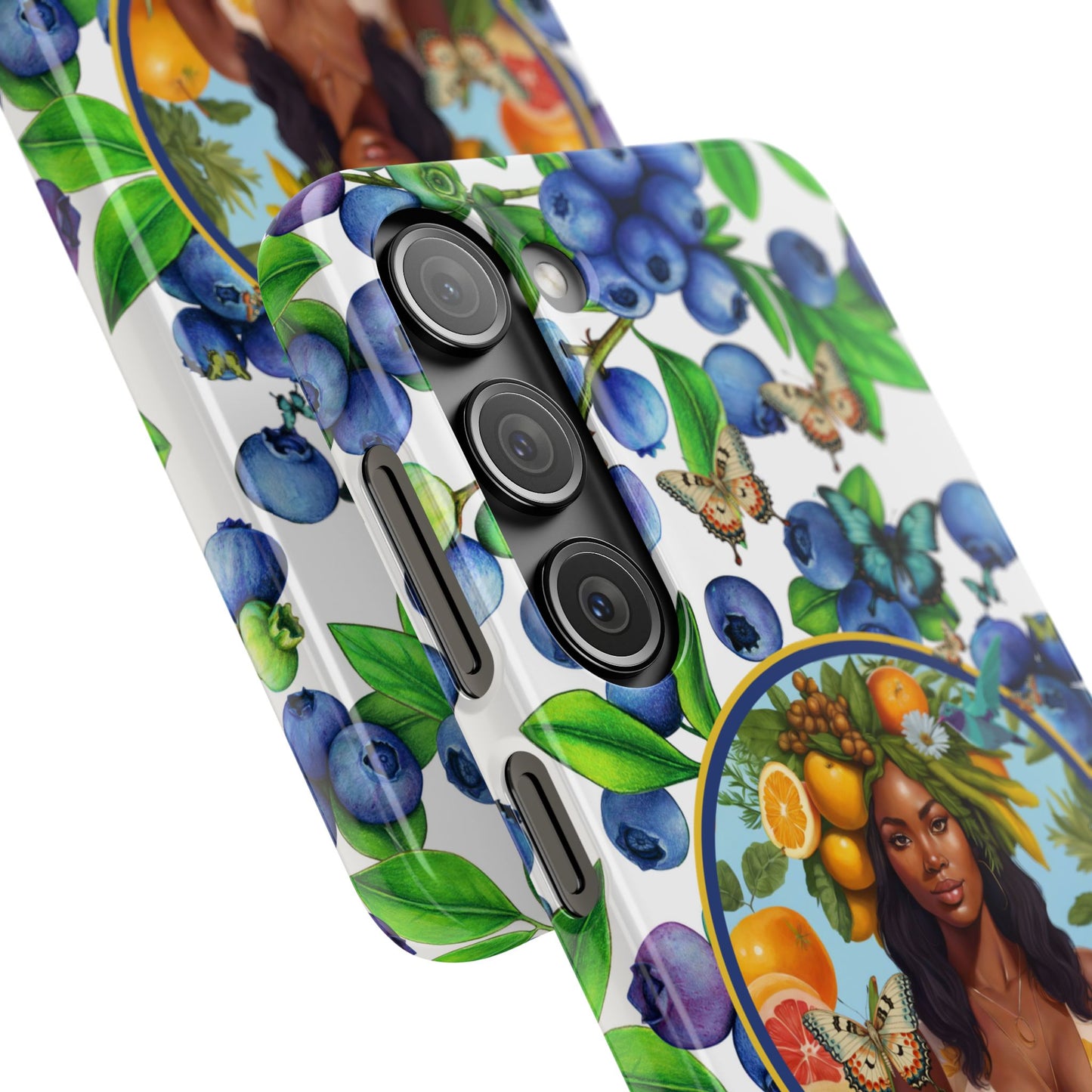 Organically Me Blueberry Plant B Garden Snap Phone Case with Black Woman, for iPhone and Android