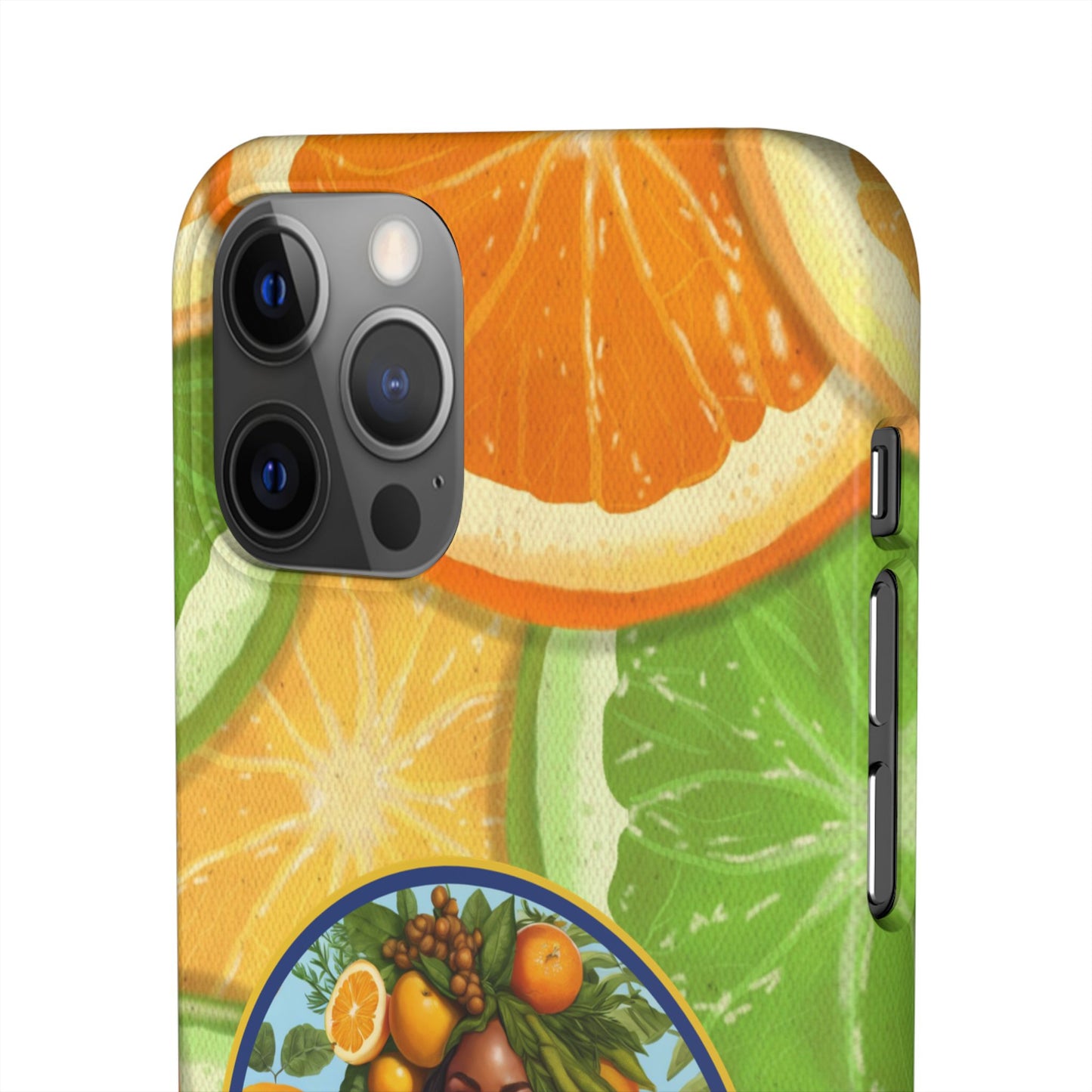 Organically Me Citrus Fruits Garden Snap Phone Case with Black Woman, Veggie Chic for Androids and iPhone models