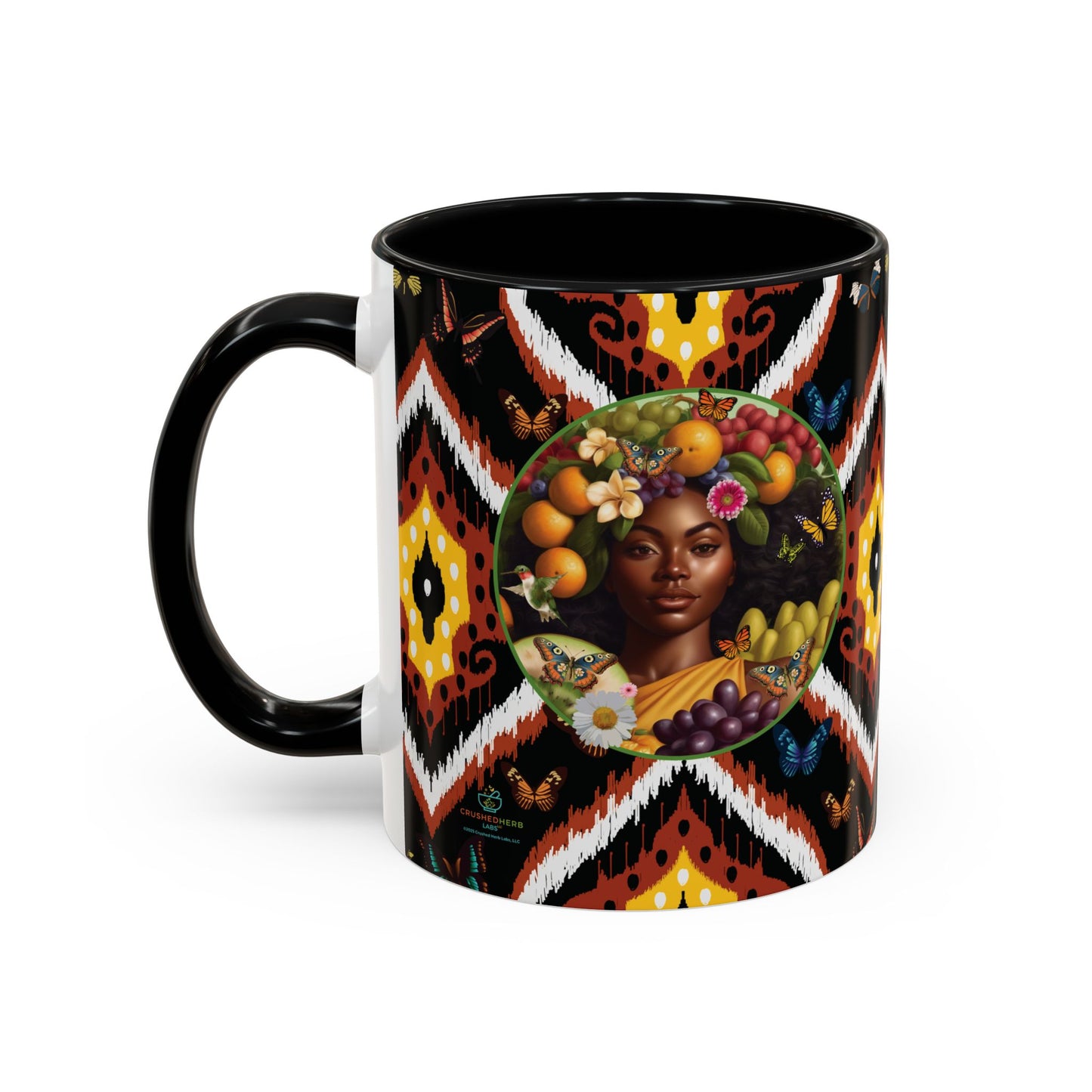 Organically Me A.1 Tribal Butterfly Plant Garden Vegan Ceramic Plant Mug with Black woman (11oz) 8 Color Combos