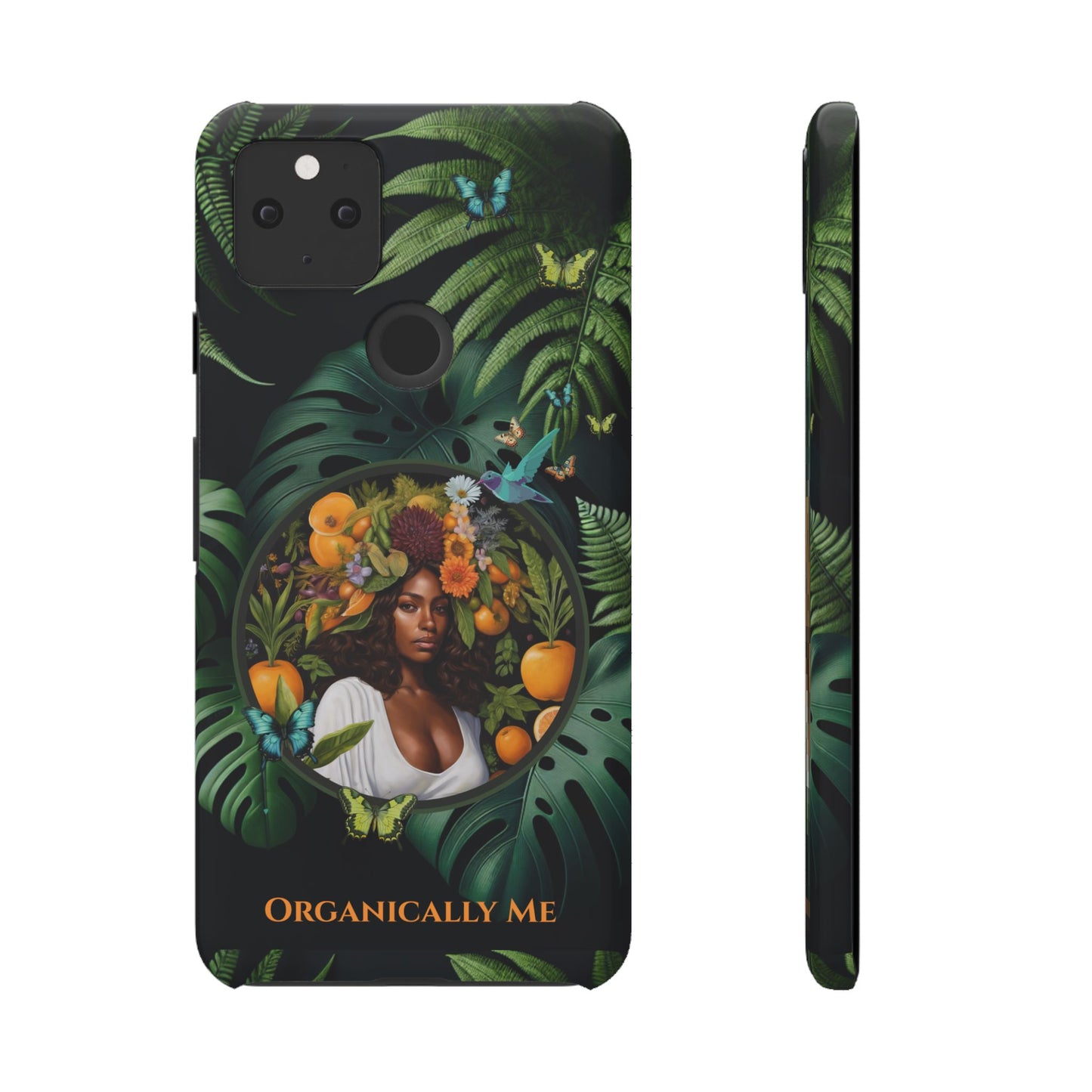 100% Organic A Fern Monstera Plant Garden Snap Phone Case with Black Woman, for iPhone and Android Models