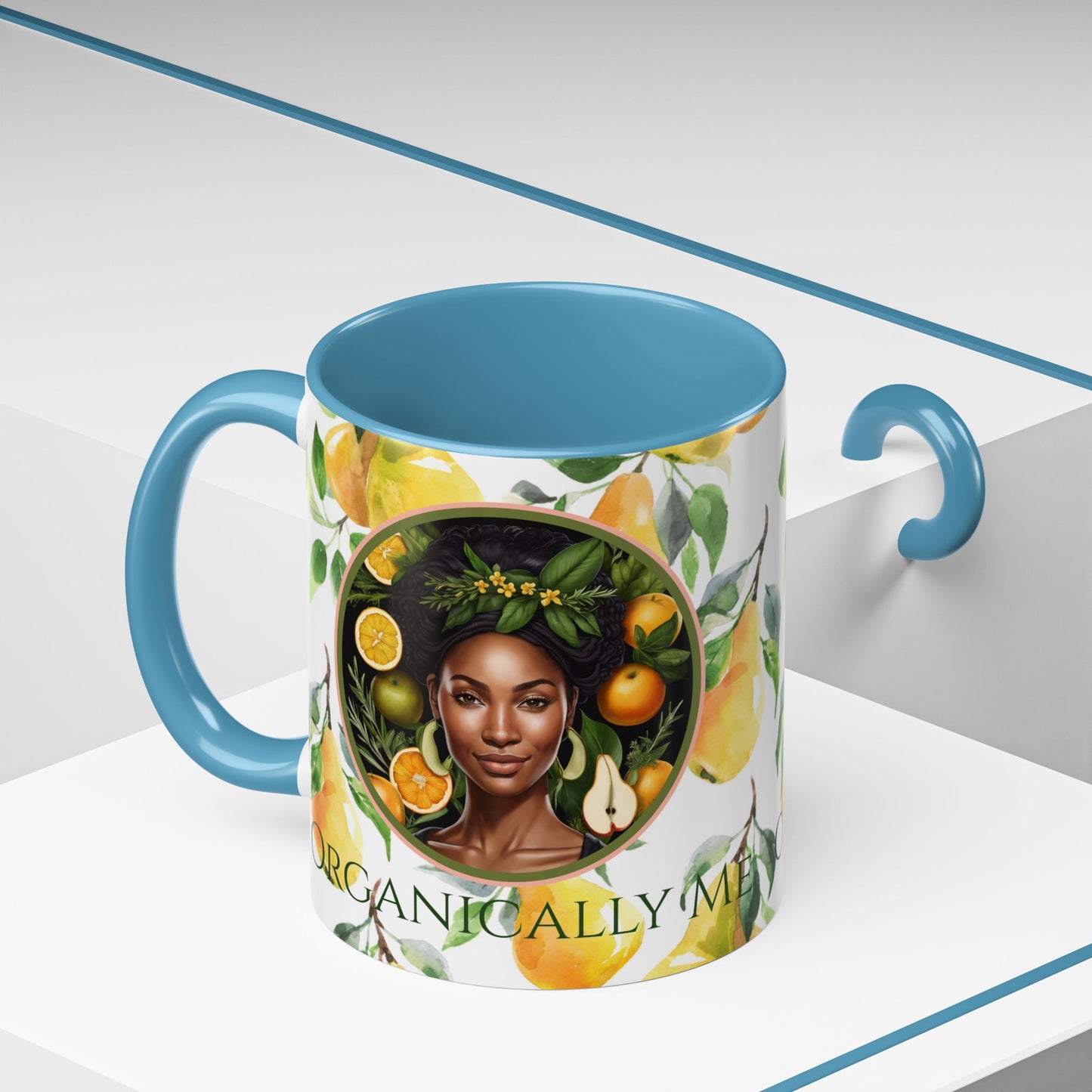 Organically Me Yellow Pear Plant Garden Vegan Ceramic Plant Mug with Black woman (11oz) 8 Color Combos