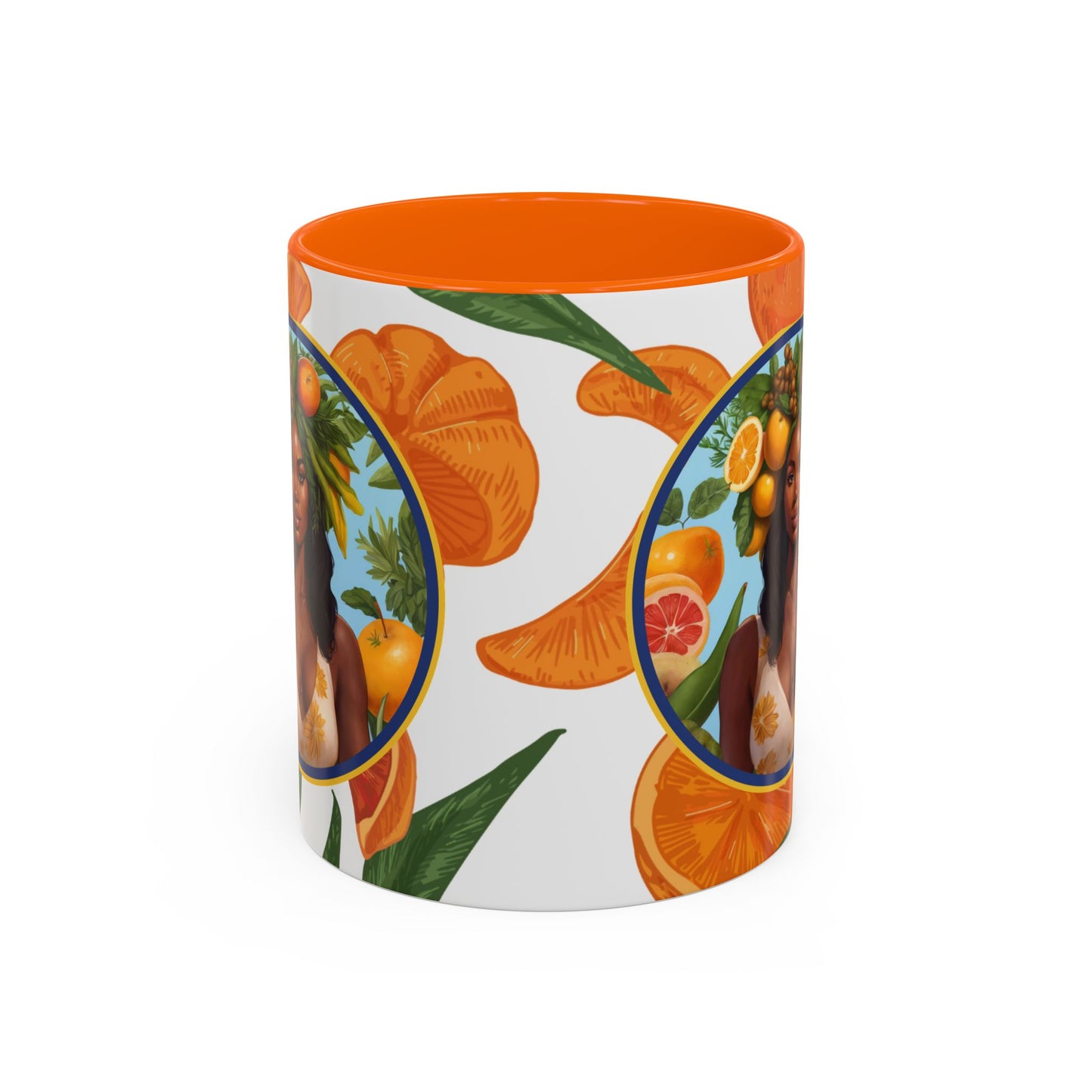 100% Organic Orange Plant Garden Vegan Ceramic Plant Mug with Black woman (11oz) 8 Color Combos