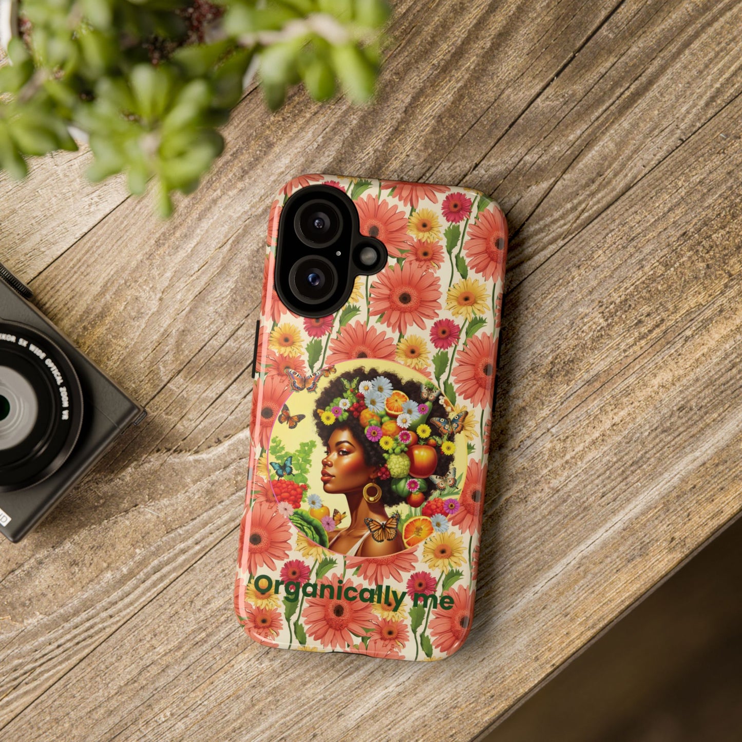 Organically Me Afro Joy Daisy Delany & Plant Garden: Tough iPhone 16 Case with Eco Garden Plant Vibe Design and Black Woman