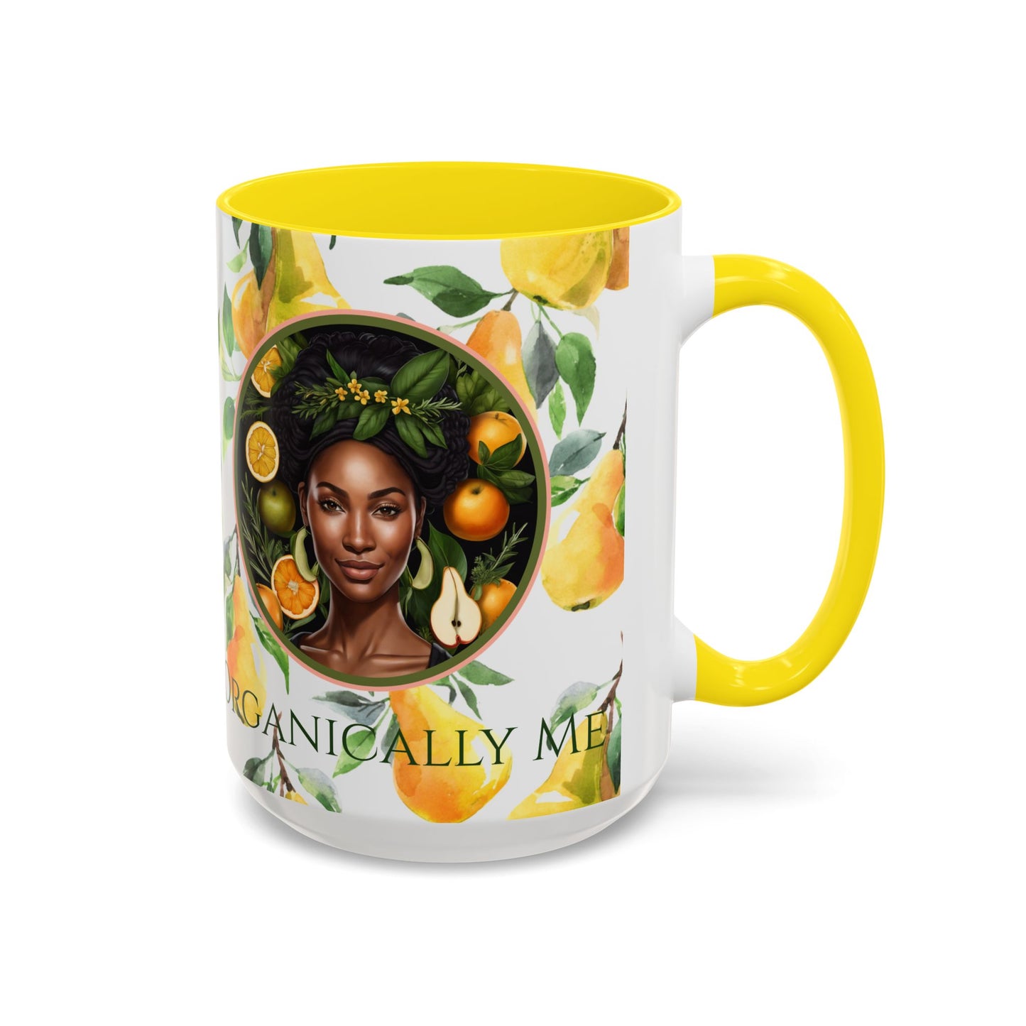 Organically Me Yellow Pear Plant Garden Vegan Ceramic Plant Mug with Black woman (11oz) 8 Color Combos