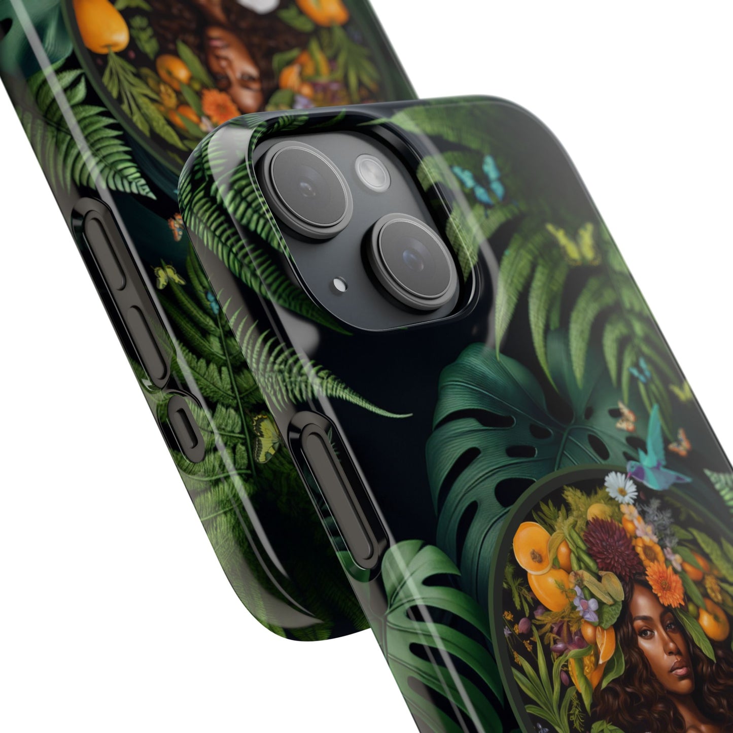 100% Organic A Fern Monstera Plant Garden Snap Phone Case with Black Woman, for iPhone and Android Models