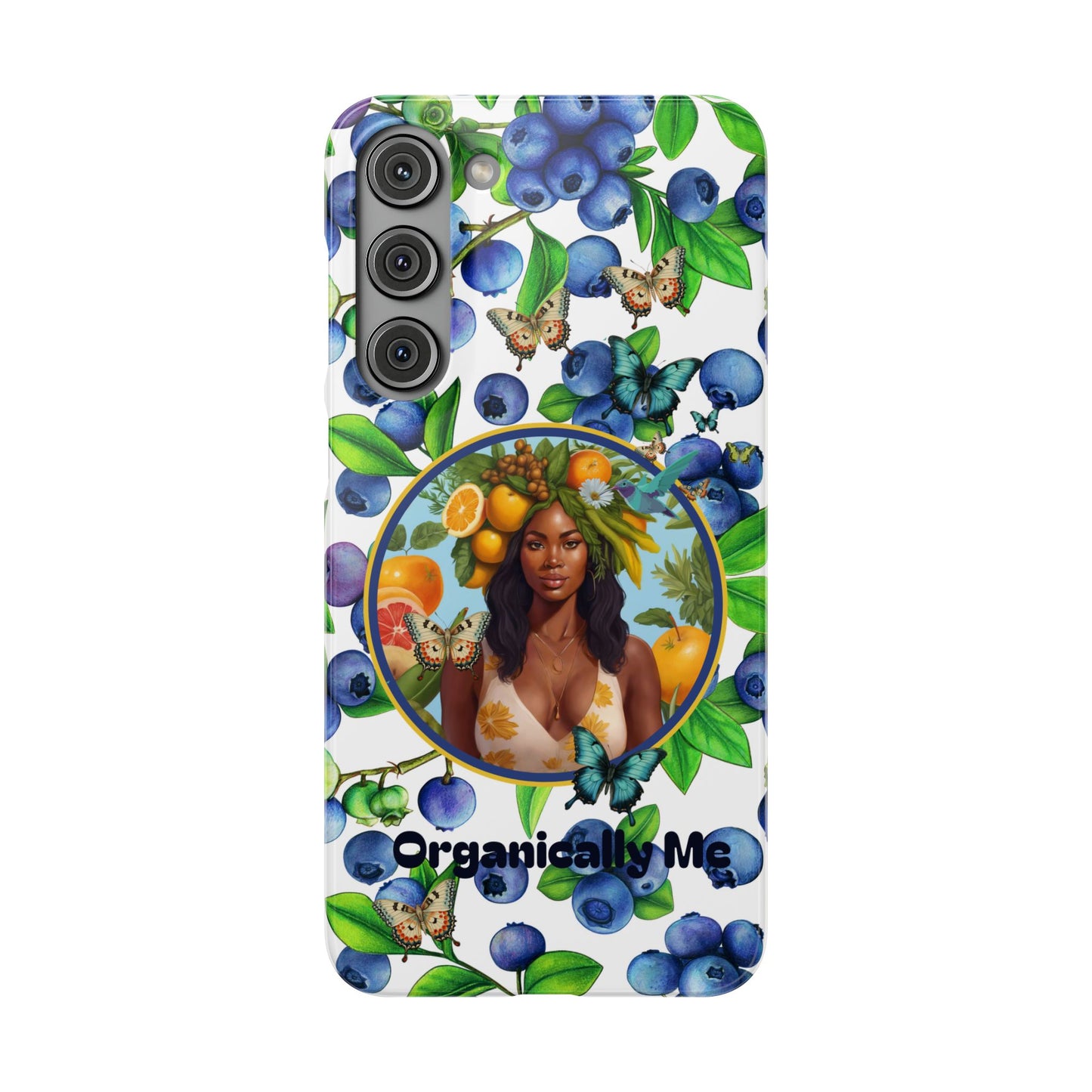 Organically Me Blueberry Plant B Garden Snap Phone Case with Black Woman, for iPhone and Android