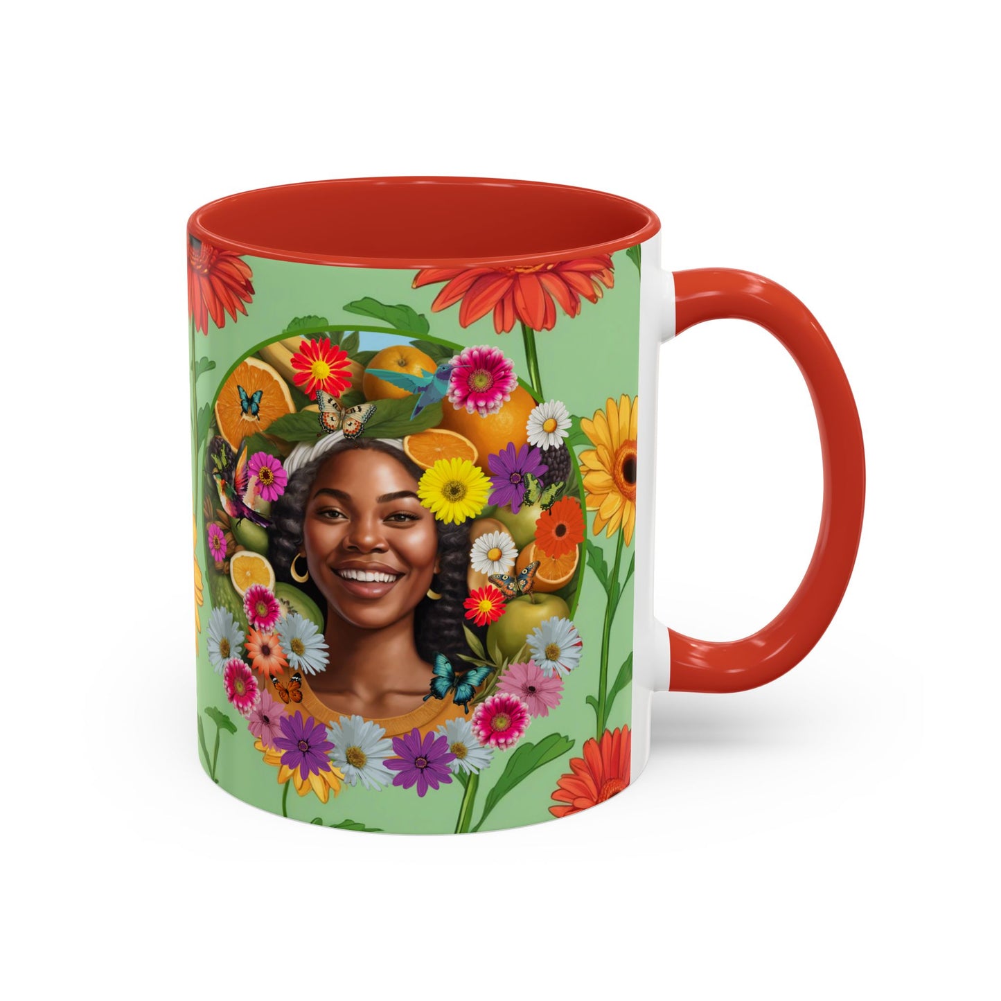 Organically Me A Joy Daisy Plant Garden Vegan Ceramic Plant Mug with Black woman (11oz) 8 Color Combos