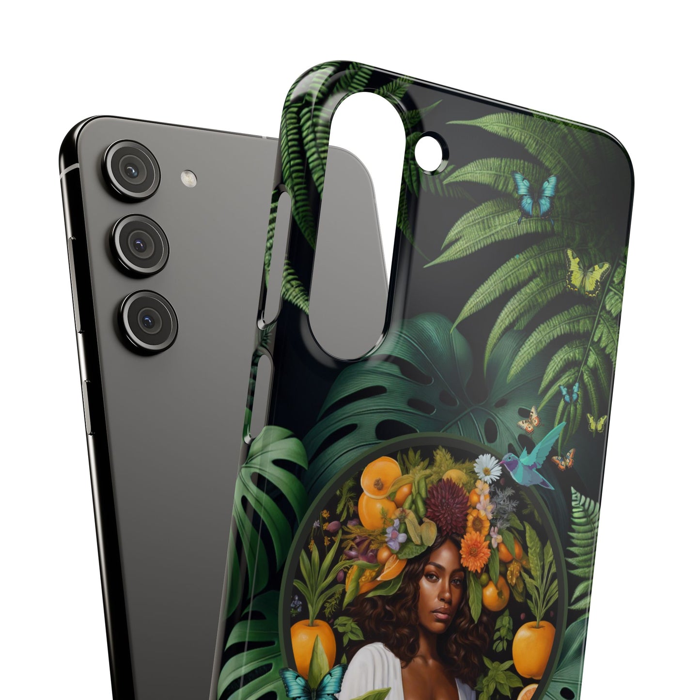 100% Organic A Fern Monstera Plant Garden Snap Phone Case with Black Woman, for iPhone and Android Models