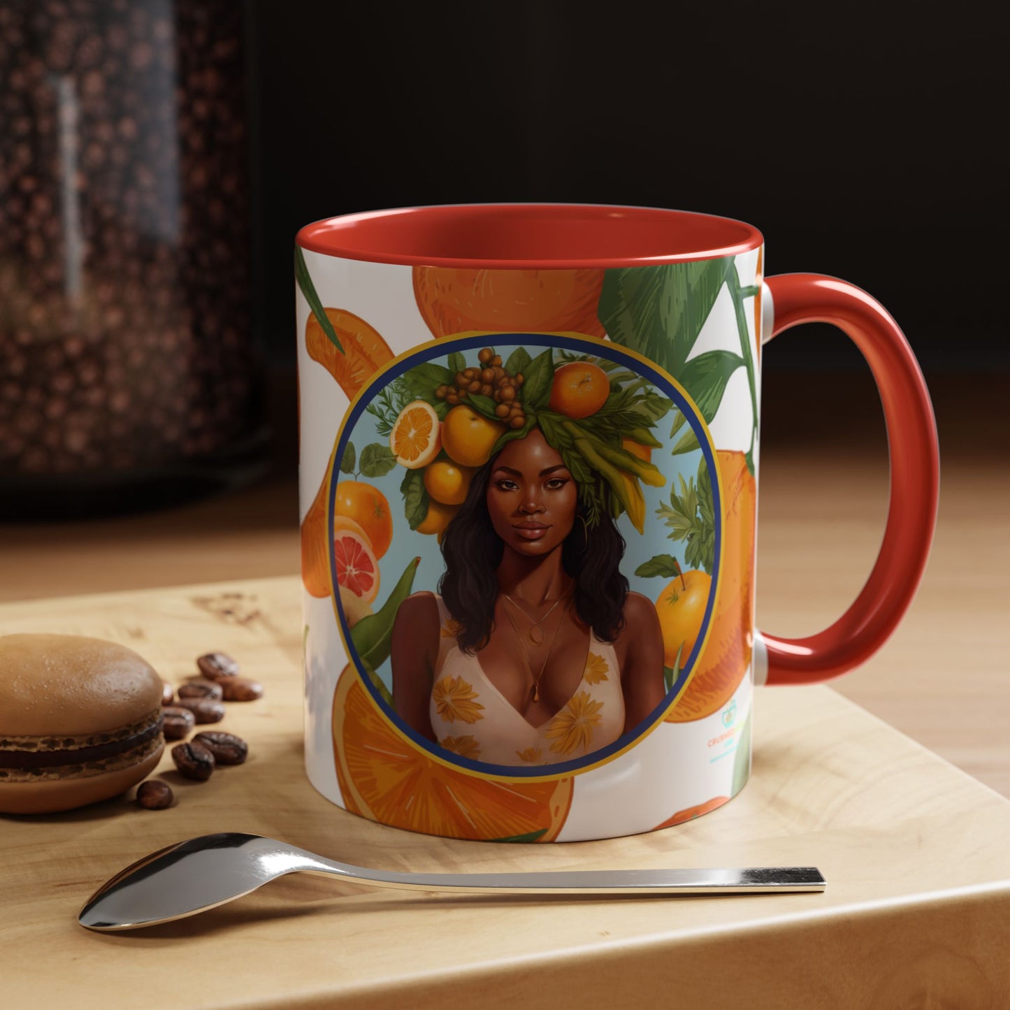 100% Organic Orange Plant Garden Vegan Ceramic Plant Mug with Black woman (11oz) 8 Color Combos