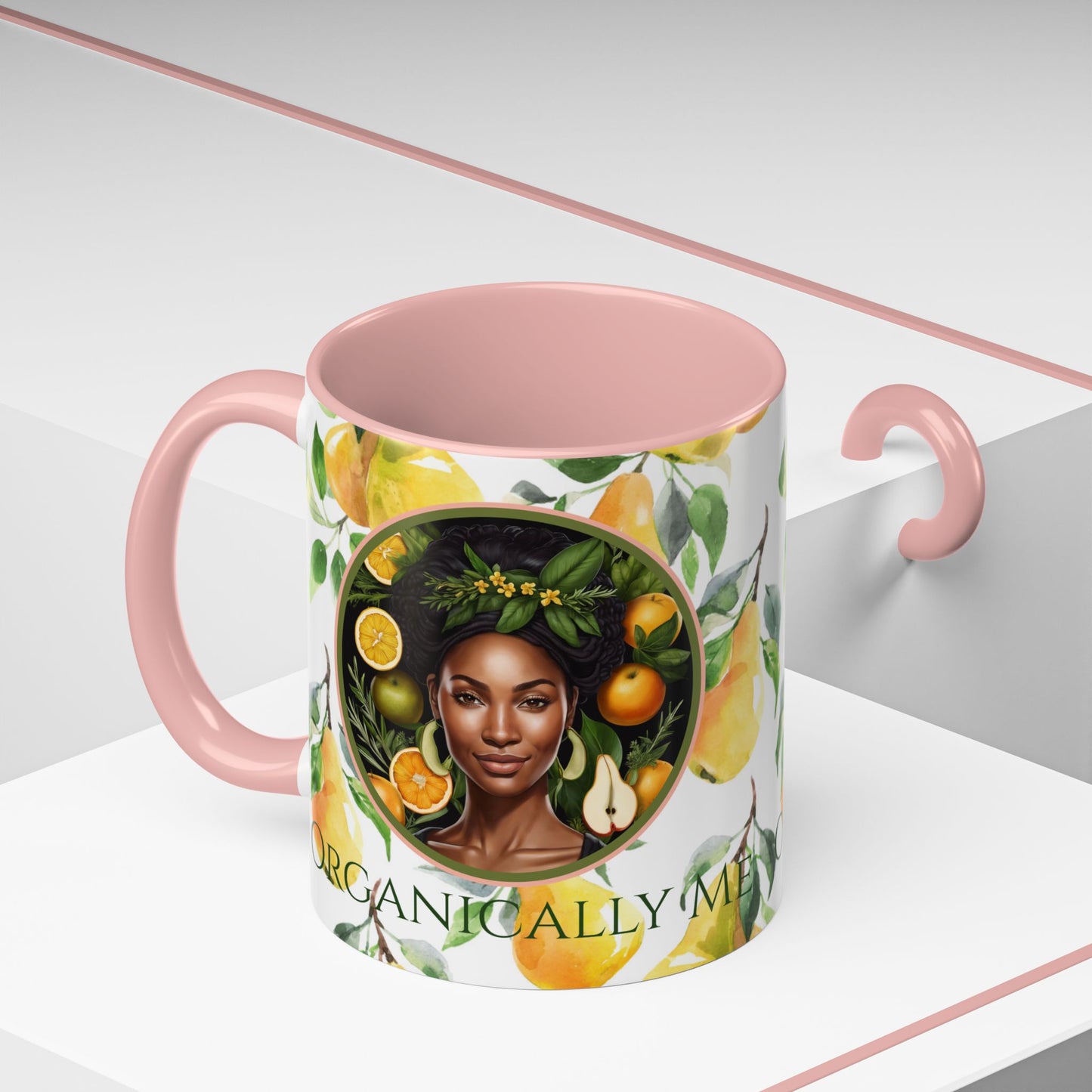 Organically Me Yellow Pear Plant Garden Vegan Ceramic Plant Mug with Black woman (11oz) 8 Color Combos