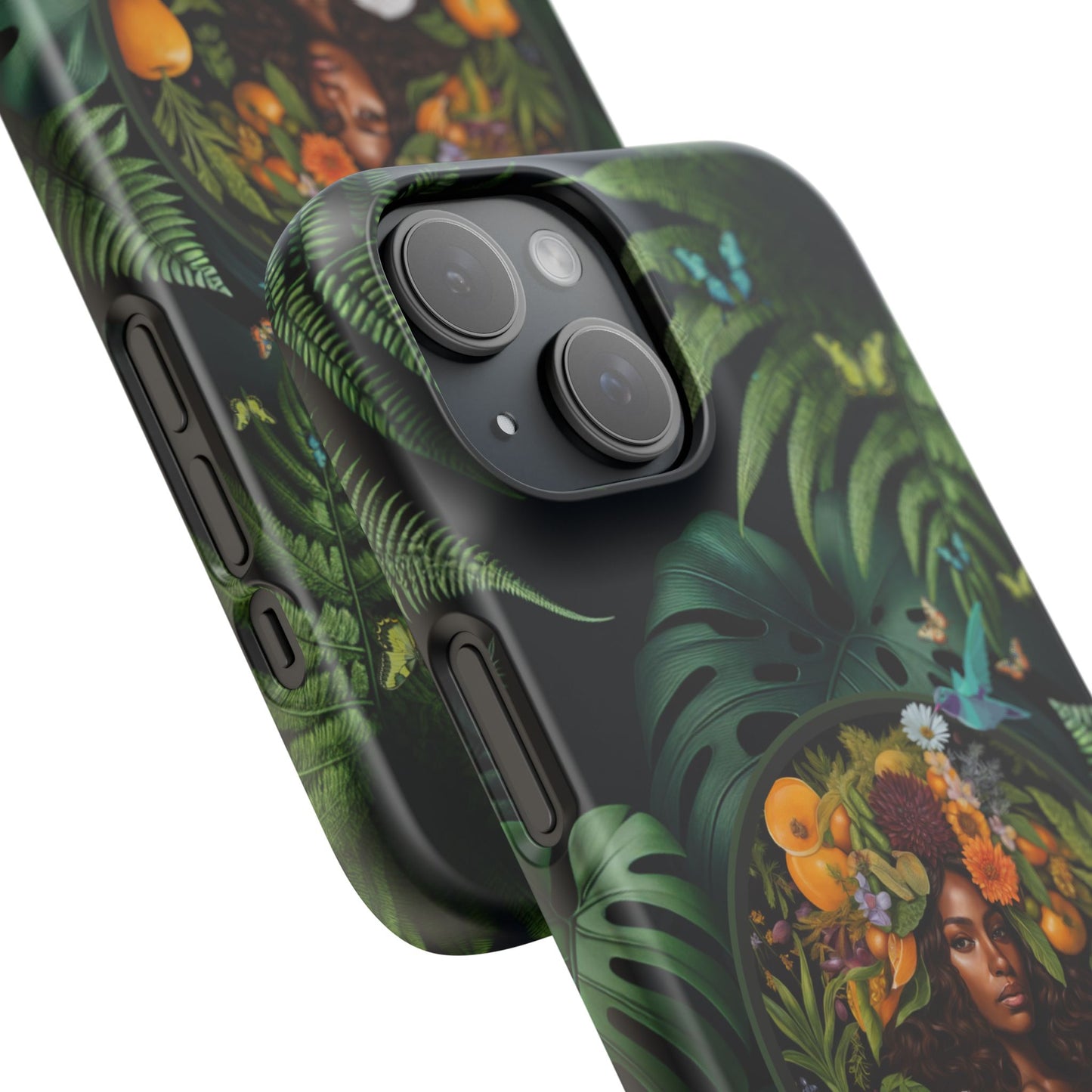 100% Organic A Fern Monstera Plant Garden Snap Phone Case with Black Woman, for iPhone and Android Models