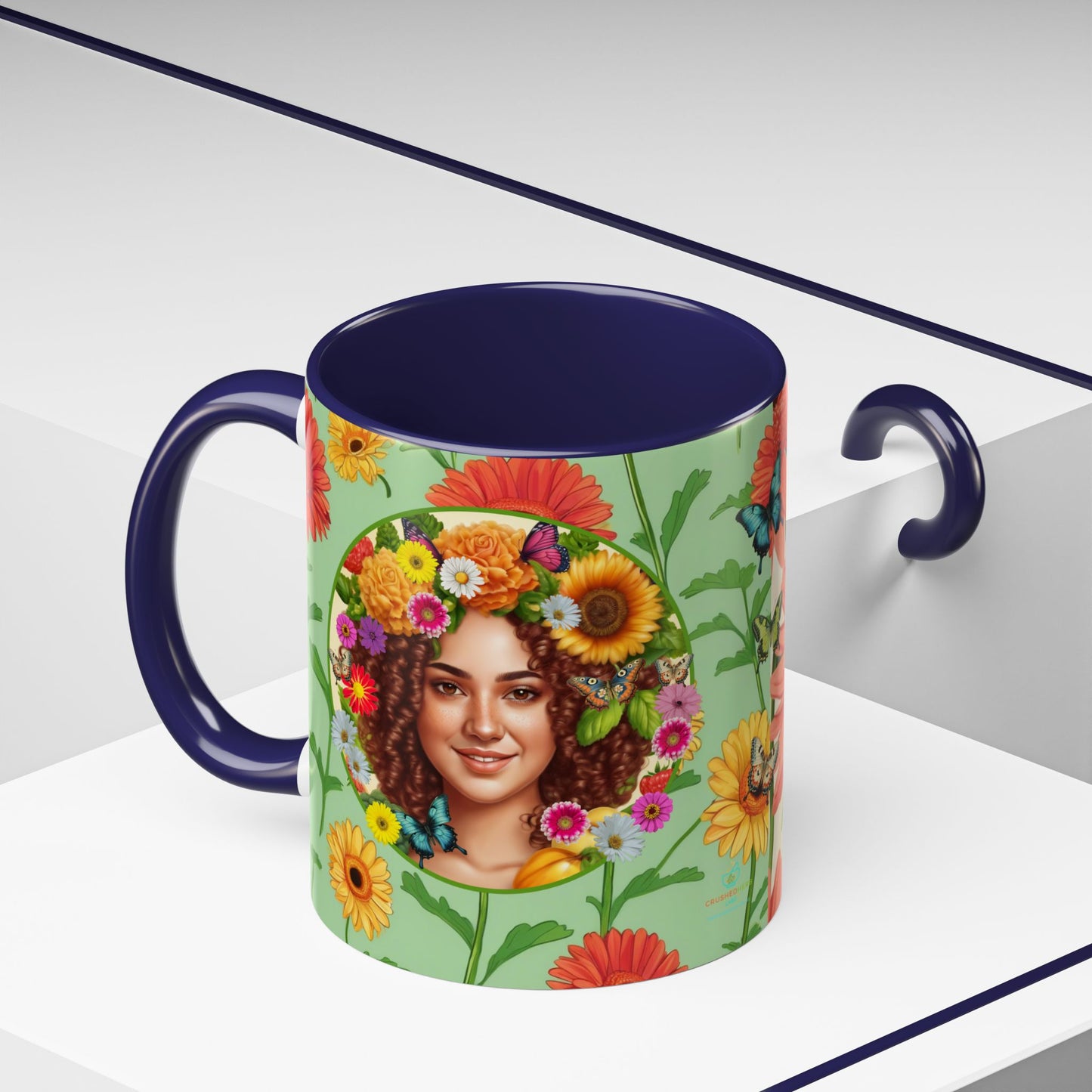 100% Organic Daisy Joy2 Plant Garden Vegan Ceramic Plant Mug Double Sided (11oz) 8 Color Combos