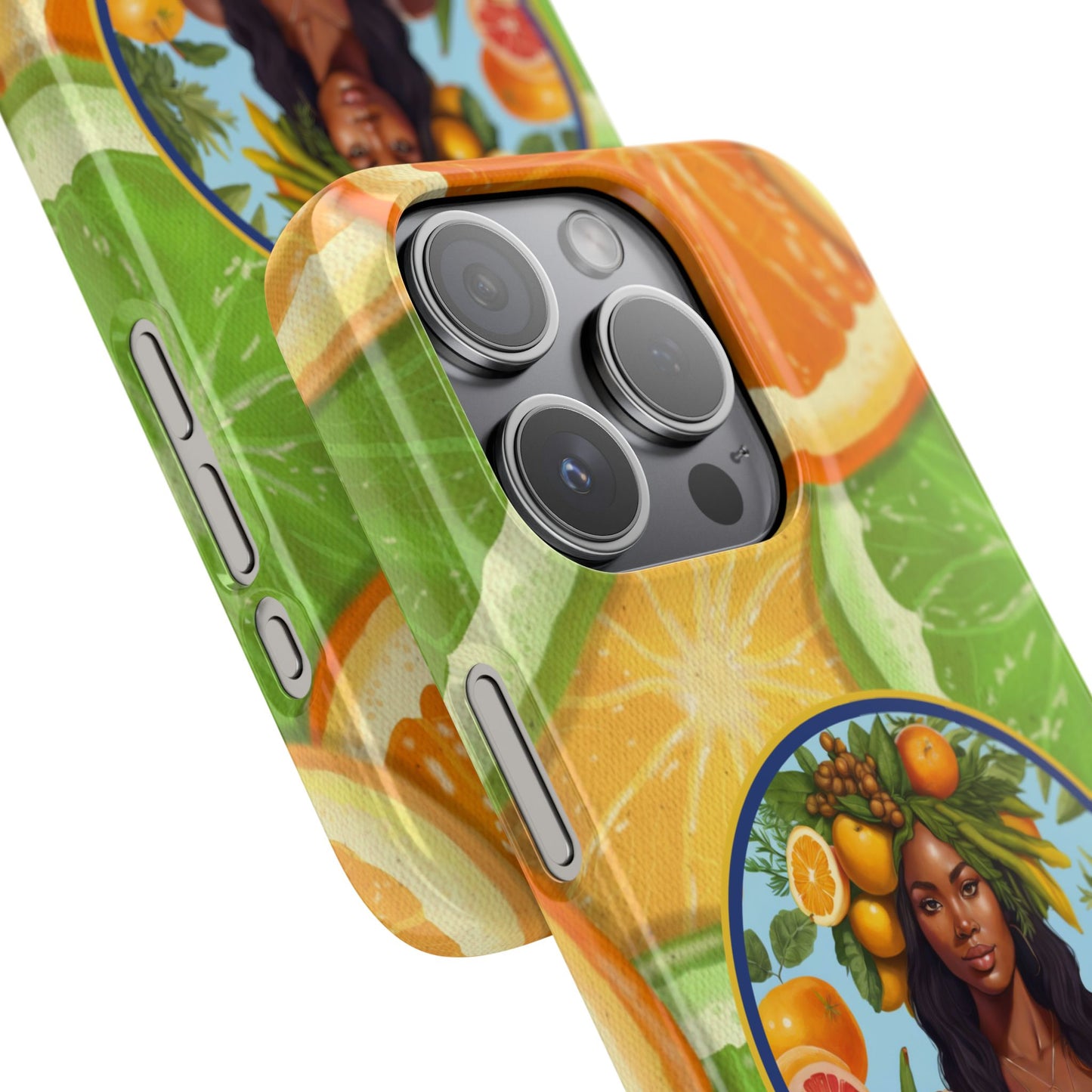 Organically Me Citrus Fruits Garden Snap Phone Case with Black Woman, Veggie Chic for Androids and iPhone models