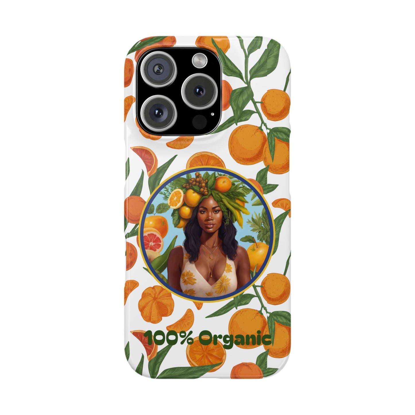 100% Organic Orange Plant Garden Snap Phone Case with Black Woman, Veggie Chic for Androids and iPhone models