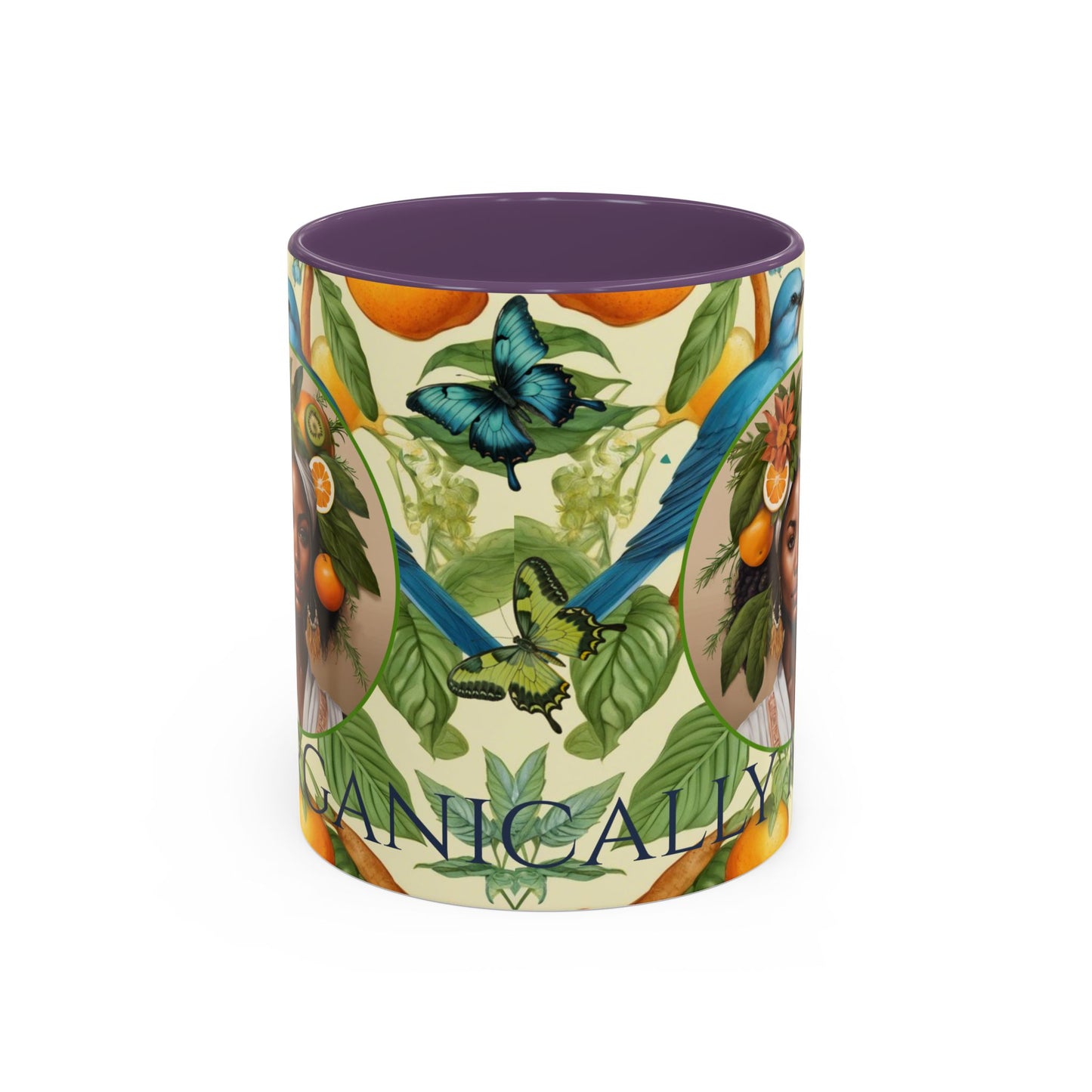 Organically Me A Lemon Bluebird Plant Garden Vegan Ceramic Plant Mug with Black woman (11oz) 8 Color Combos