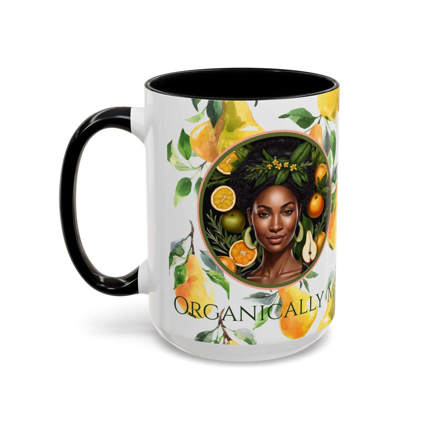 Organically Me Yellow Pear Plant Garden Vegan Ceramic Plant Mug with Black woman (11oz) 8 Color Combos