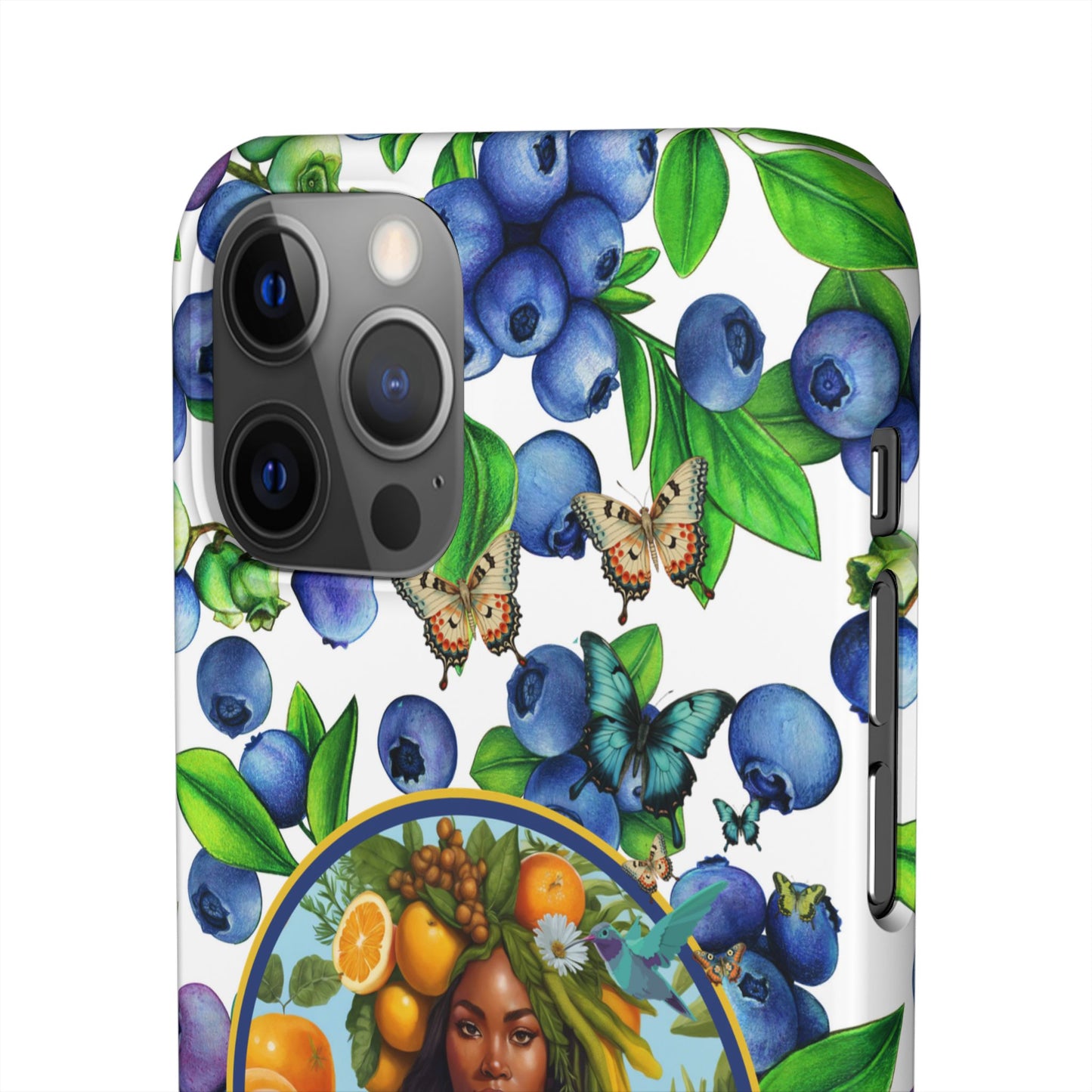 Organically Me Blueberry Plant B Garden Snap Phone Case with Black Woman, for iPhone and Android