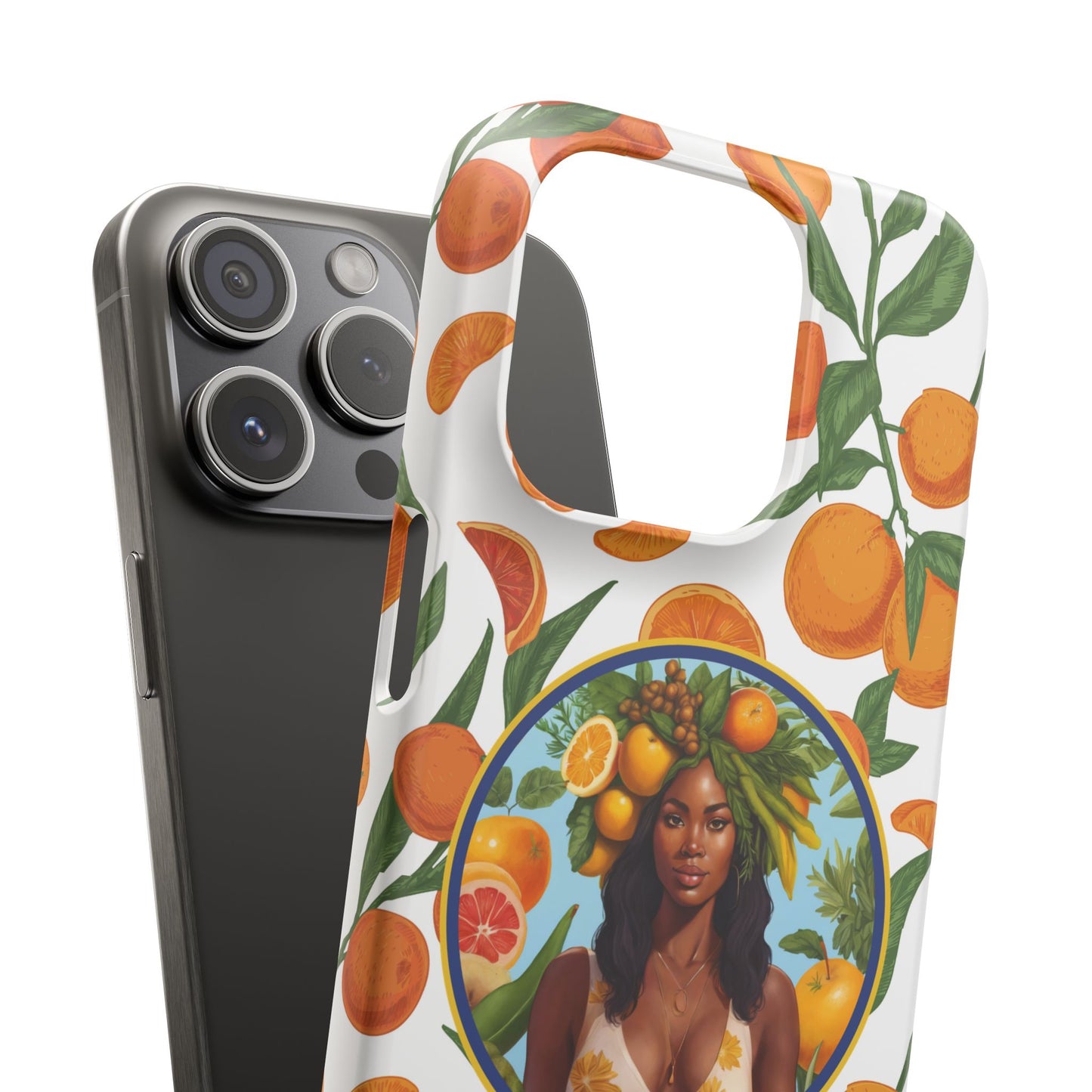 100% Organic Orange Plant Garden Snap Phone Case with Black Woman, Veggie Chic for Androids and iPhone models