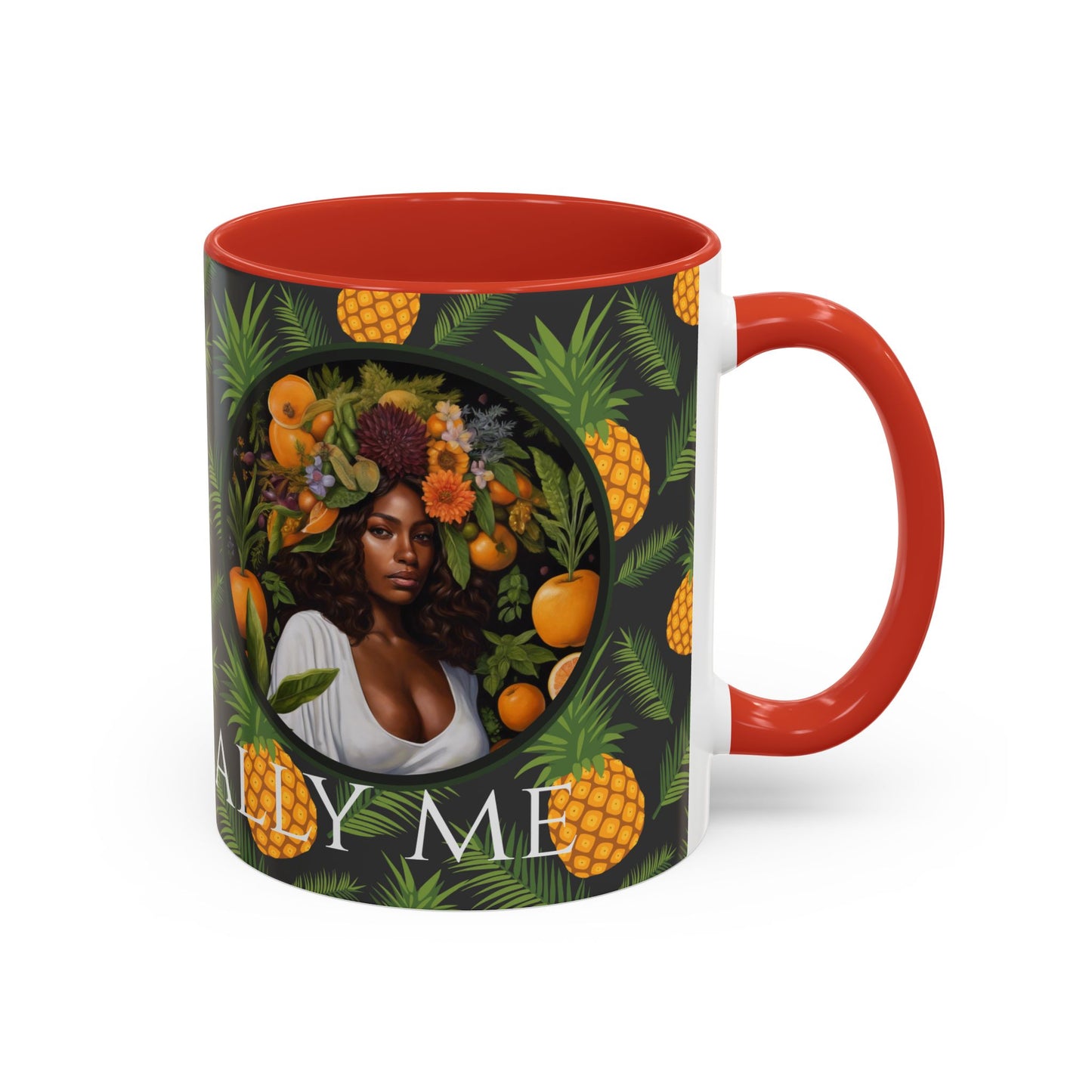 Organically Me A Pineapple Plant Garden Vegan Ceramic Plant Mug with Black woman (11oz)