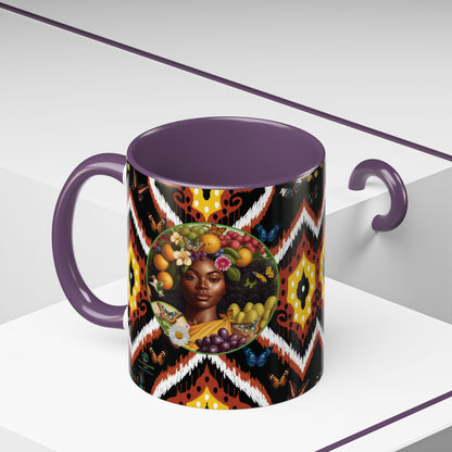 Organically Me A.1 Tribal Butterfly Plant Garden Vegan Ceramic Plant Mug with Black woman (11oz) 8 Color Combos