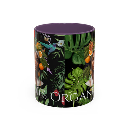 100% Organic Black Jungle Plant Garden Vegan Ceramic Plant Mug with (11oz) 8 Color Combos Double-Side Design