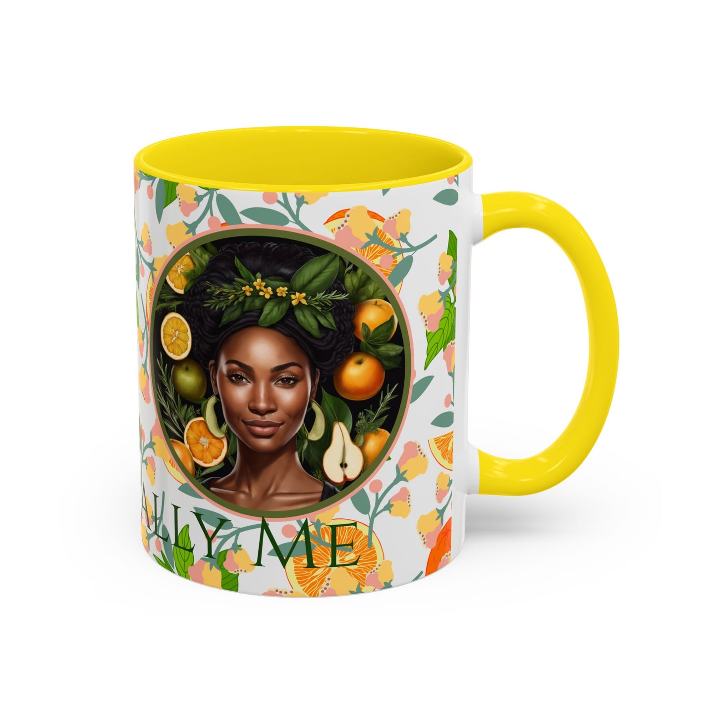 Organically Me Pink and Green Plant Garden Vegan Ceramic Plant Mug with Black woman (11oz) 8 Color Combos