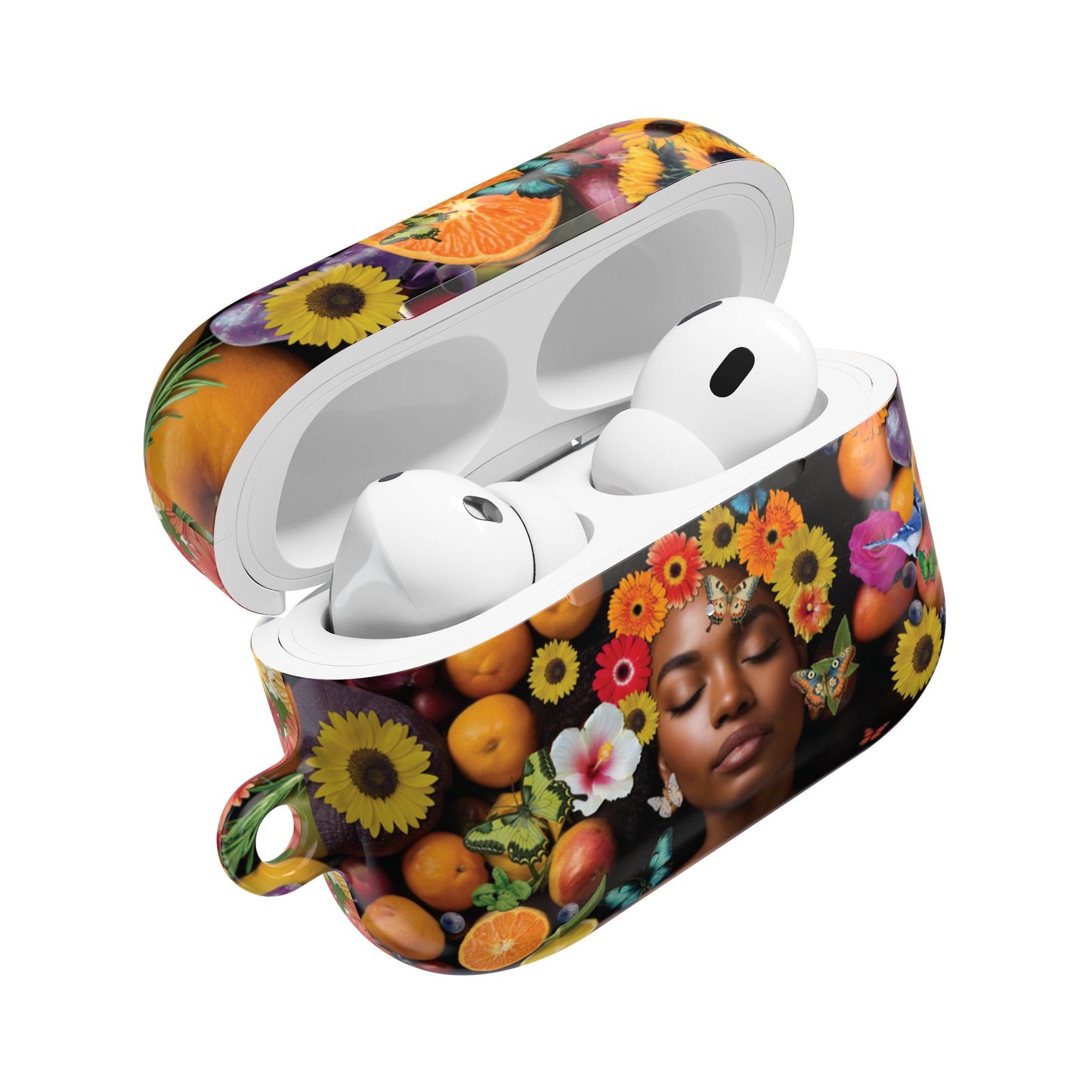 Cultural & Floral Garden Themed AirPods with Butterflies, Plants & Black Woman for AirPods Pro Gen 1 & 2, AirPods Gen 1, Gen 2, Gen 3