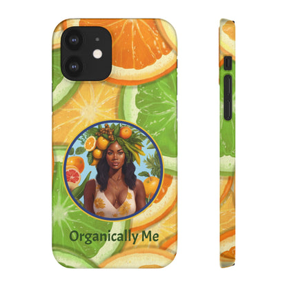 Organically Me Citrus Fruits Garden Snap Phone Case with Black Woman, Veggie Chic for Androids and iPhone models