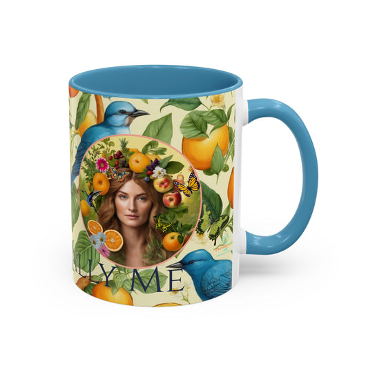 Organically Me A Lemon Bluebird Leda Plant Garden Vegan Ceramic Plant Mug with Black woman (11oz) 8 Color Combos