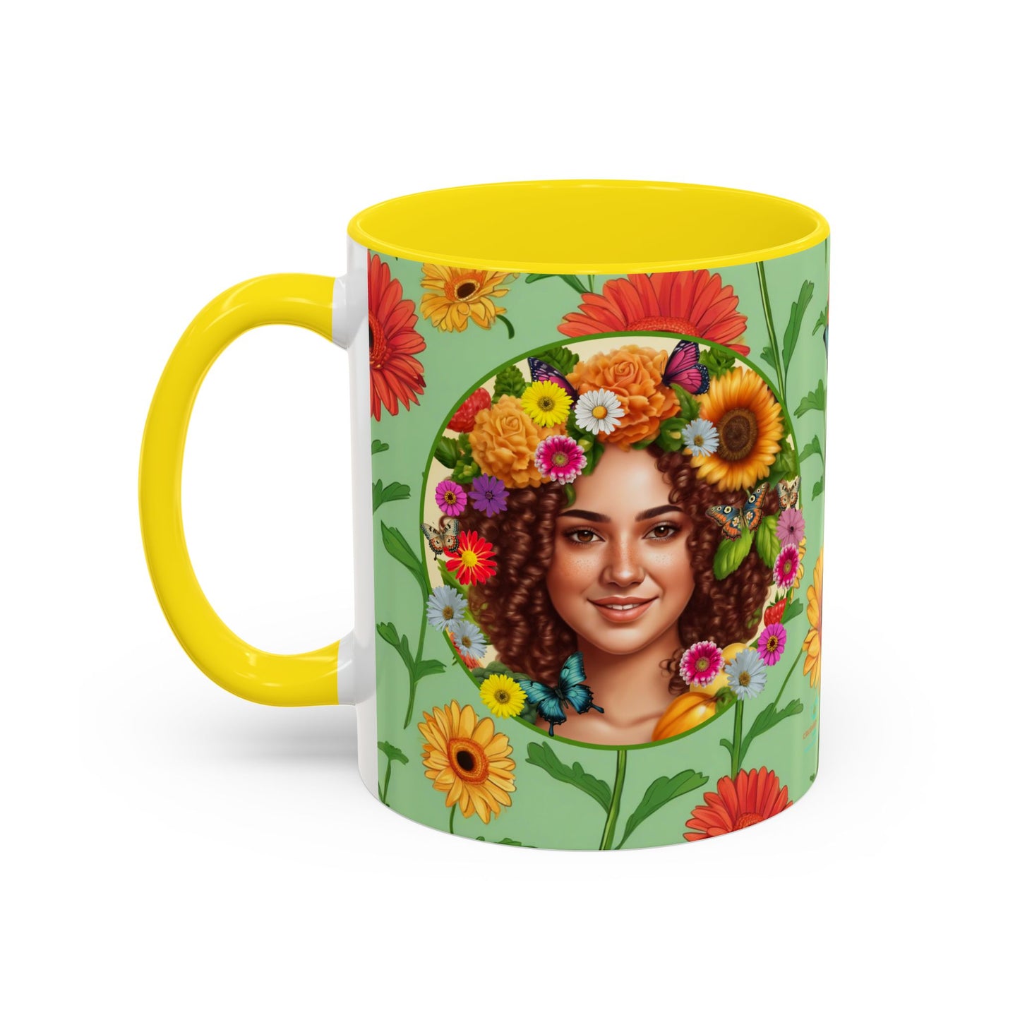 100% Organic Daisy Joy2 Plant Garden Vegan Ceramic Plant Mug Double Sided (11oz) 8 Color Combos