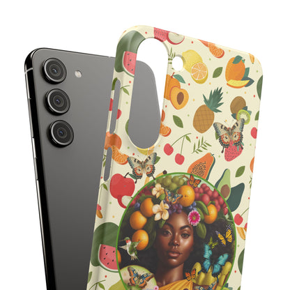 Organically Me Fruit & Veggie Queen Plant Garden Snap Phone Case with Black Woman, for iPhone and Android