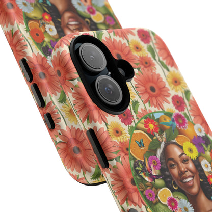 Organically Me A Joy Daisy & Plant Garden: Tough iPhone 16 Case with Eco Garden Plant Vibe Design and Black Woman