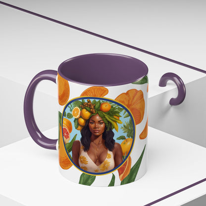 100% Organic Orange Plant Garden Vegan Ceramic Plant Mug with Black woman (11oz) 8 Color Combos