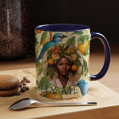 Organically Me A Lemon Bluebird Plant Garden Vegan Ceramic Plant Mug with Black woman (11oz) 8 Color Combos