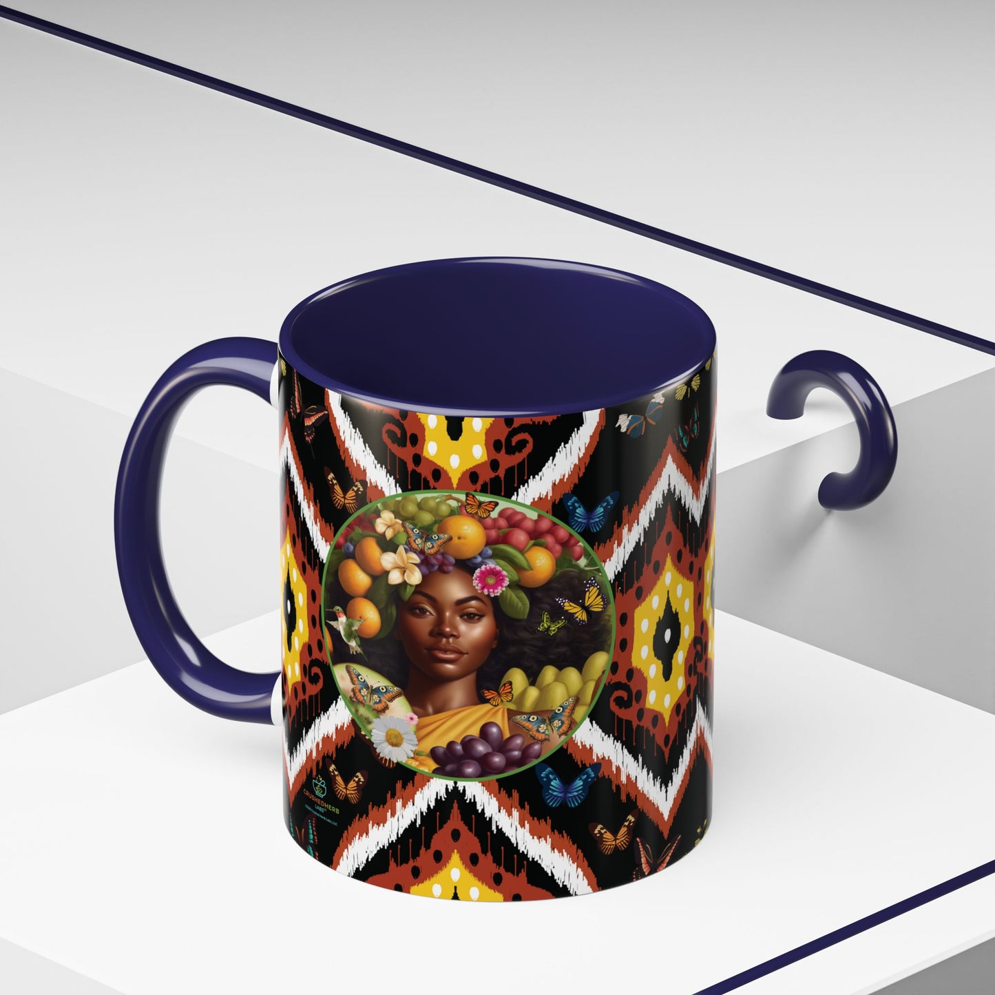 Organically Me A.1 Tribal Butterfly Plant Garden Vegan Ceramic Plant Mug with Black woman (11oz) 8 Color Combos