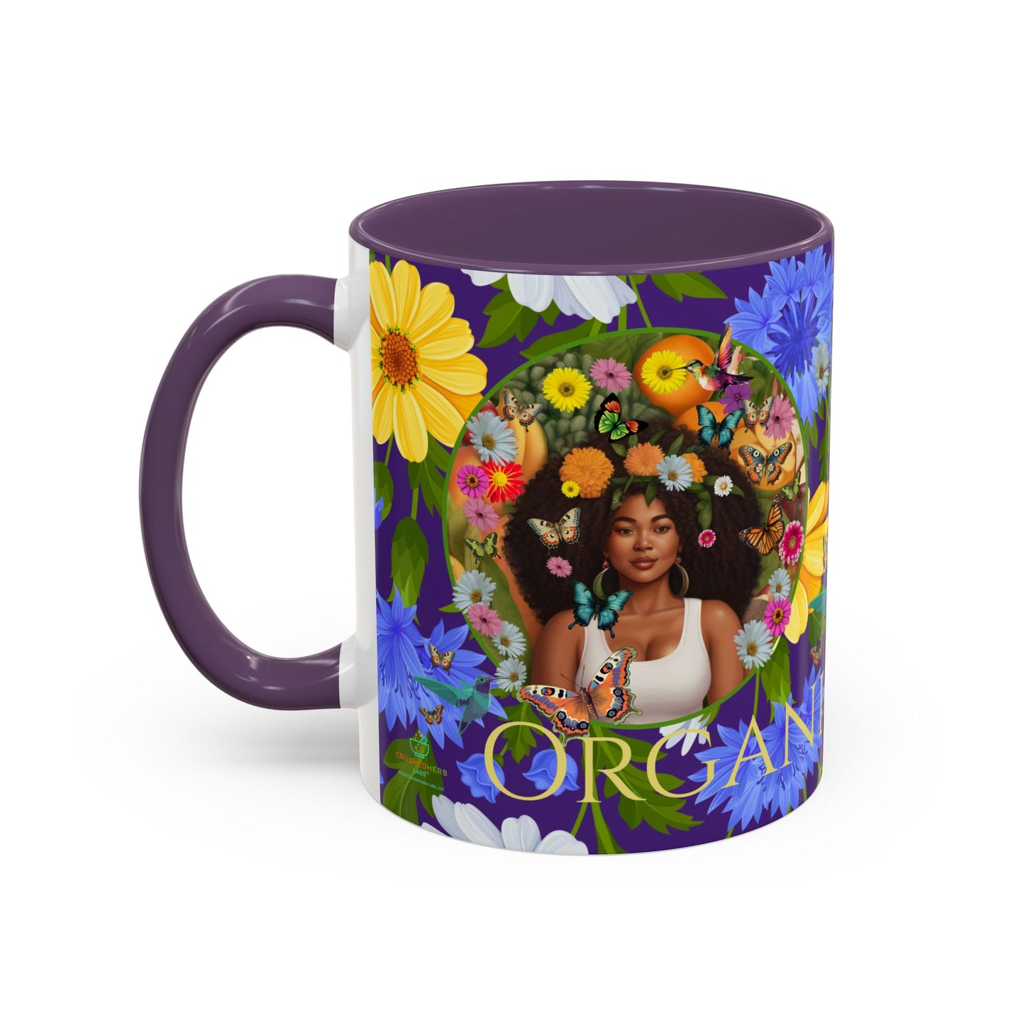 100% Organic Blue Gwen Plant Garden Vegan Ceramic Plant Mug with (11 or 15 oz) 8 Color Combos