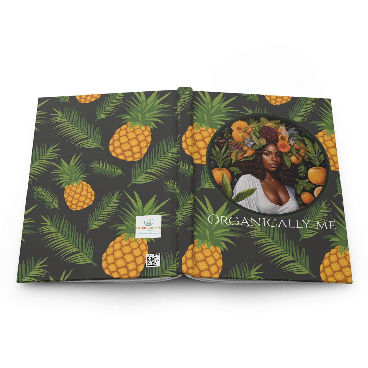 Organically Me A Pineapple Plant, Garden & Vegan Hardcover Journal, Matte 150 pages, Black women
