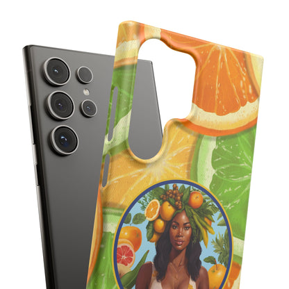 Organically Me Citrus Fruits Garden Snap Phone Case with Black Woman, Veggie Chic for Androids and iPhone models