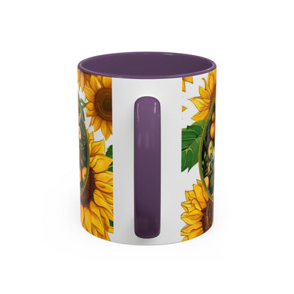 Organically Me Sunflower Plant Garden Vegan Ceramic Plant Mug with Black woman (11oz) 8 Color Combos