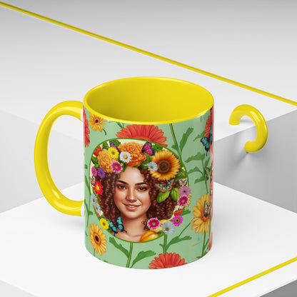 100% Organic Daisy Joy2 Plant Garden Vegan Ceramic Plant Mug Double Sided (11oz) 8 Color Combos