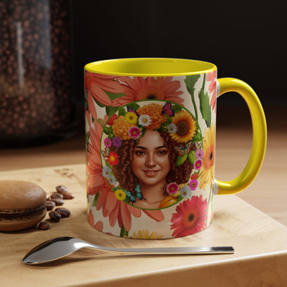 100% Organic Daisy Joy2 Plant Garden Vegan Ceramic Plant Mug Double Sided (11oz) 8 Color Combos