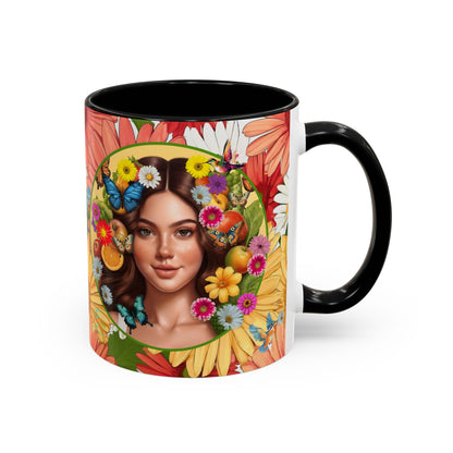 100% Organic Gerber Joy3 Plant Garden Vegan Ceramic Plant Mug with Woman (11oz) 8 Color Combos